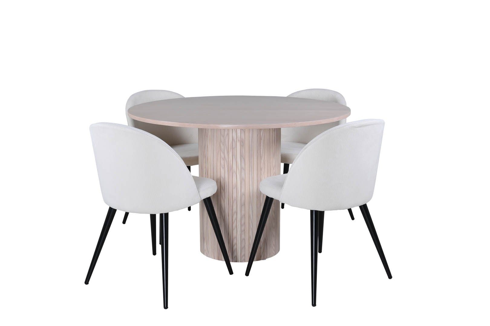 ebuy24 Essgruppe BiancaROWW Essgruppe Esstisch Eiche Furnier weiß w, (5-tlg)