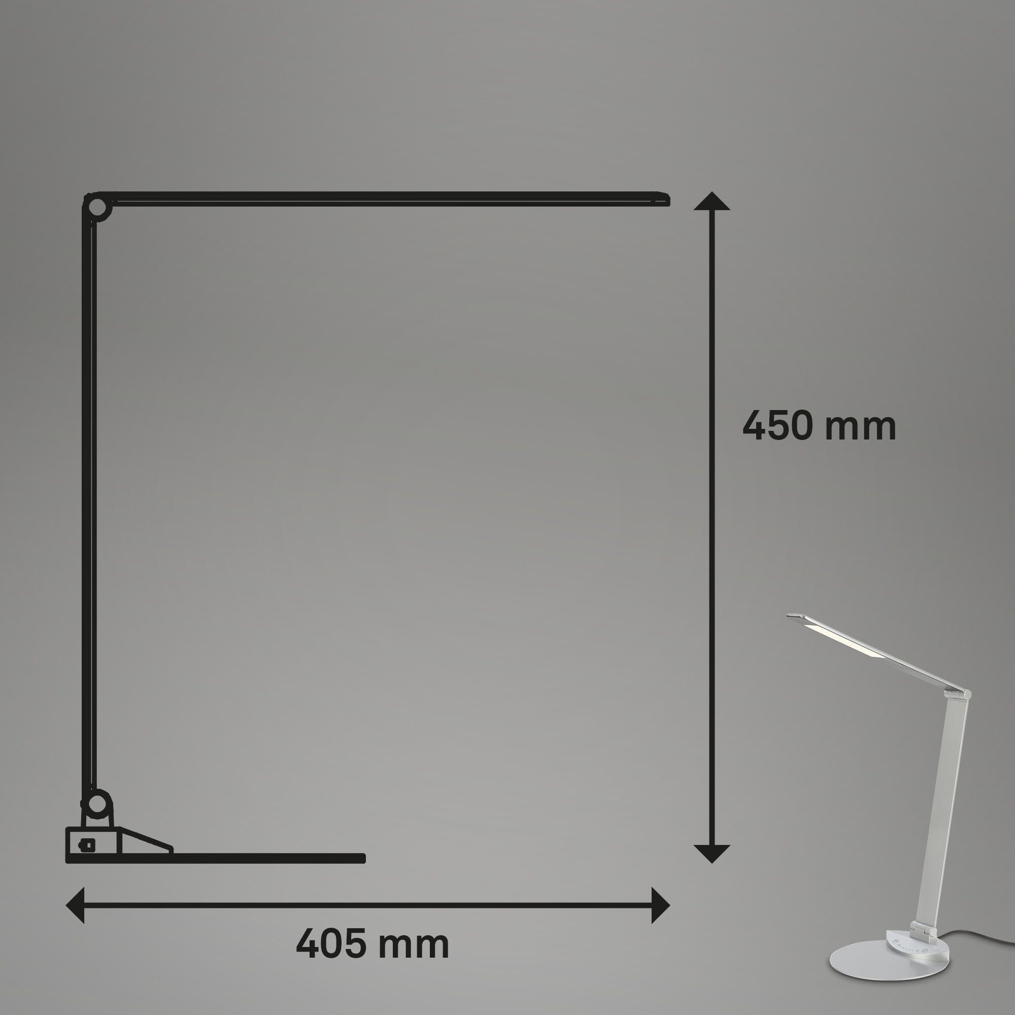 Schreibtischlampe 83x20cm, Büro Tageslichtweiß, 6,5W, schwenkbar, Farbtemperatursteuerung, 7414-014, Neutralweiß, Warmweiß, verbaut, Leuchten Leselampe, LED LED Touch, Silber, CCT Briloner Farbwechsler, Tischlampe, fest Speicherfunktion, Kaltweiß, Schreibtisch, USB-Anschluss,