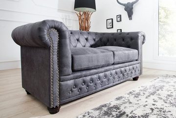 Casa Padrino Chesterfield-Sofa Chesterfield 2er Sofa Antikgrau aus dem Hause - Wohnzimmer Möbel - Couch