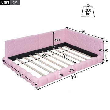 NMonet Polsterbett Daybett Tagesbett (16 Farben Umgebungslicht), Schlafsofa, Einzelbett, mit USB-Anschluss, Samt, 140x200cm
