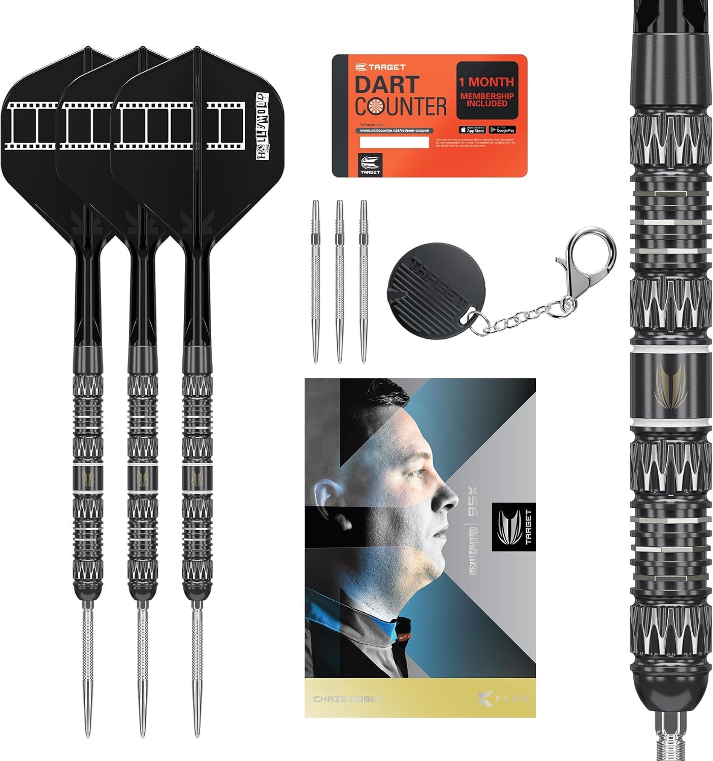 TARGET DARTS Dartpfeil Chris Dobey Stahlspitze 95K Dart-Set, 24G