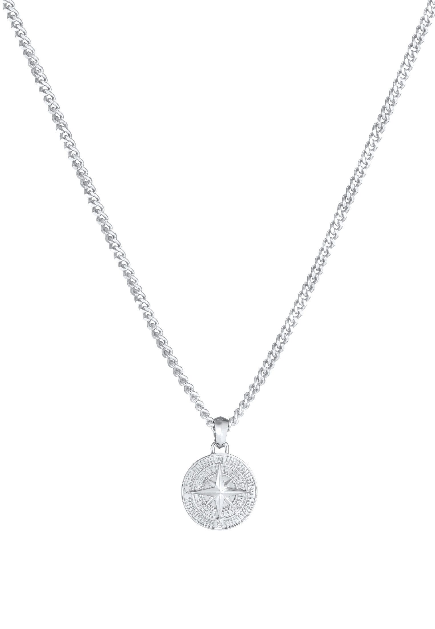 Kuzzoi Kette mit Anhänger Herren Panzerkette Kompass Maritim 925er Silber, günstig online kaufen