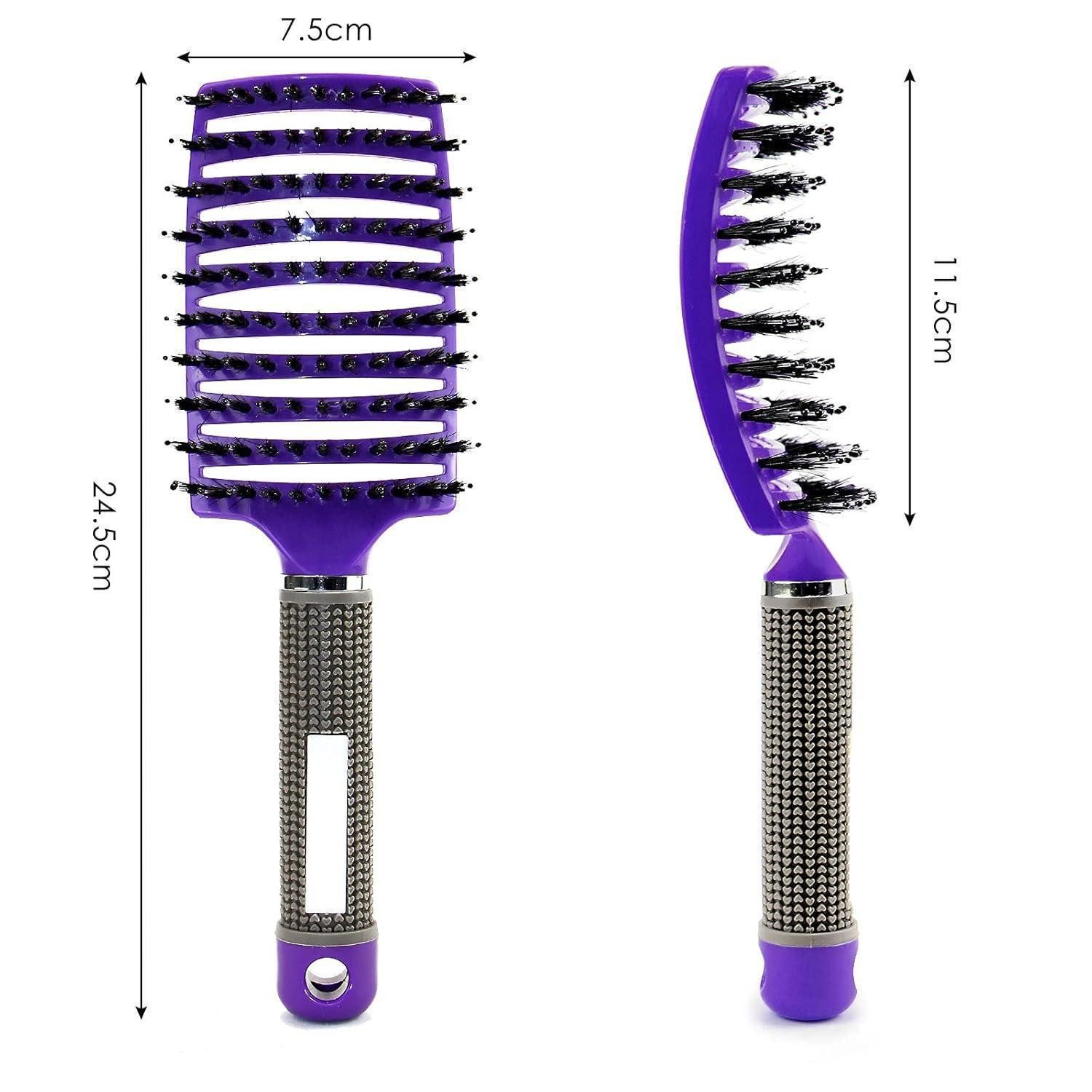 LuxusKollektion Haarentwirrbürste Haarbürste Wildschweinborsten Entwirrbürste Gebogene Haarbürste Ohne