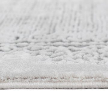Teppich Wollteppich mit Verzierungen & Ornamenten abstrakt mit Fransen in grau, Teppich-Traum, rechteckig, Höhe: 10 mm