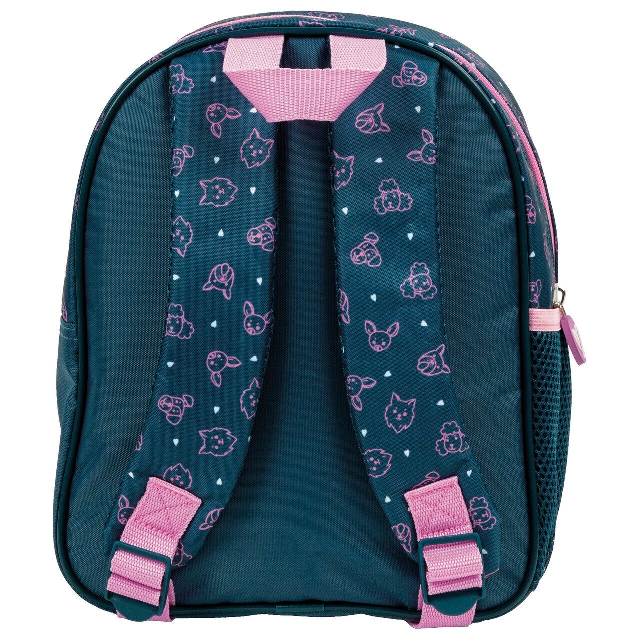 DERFORM Kinderrucksack Hunde Kinder Rucksack 28 cm Kindergarten Tasche rosa blau Mädchen, Cleo & Frank