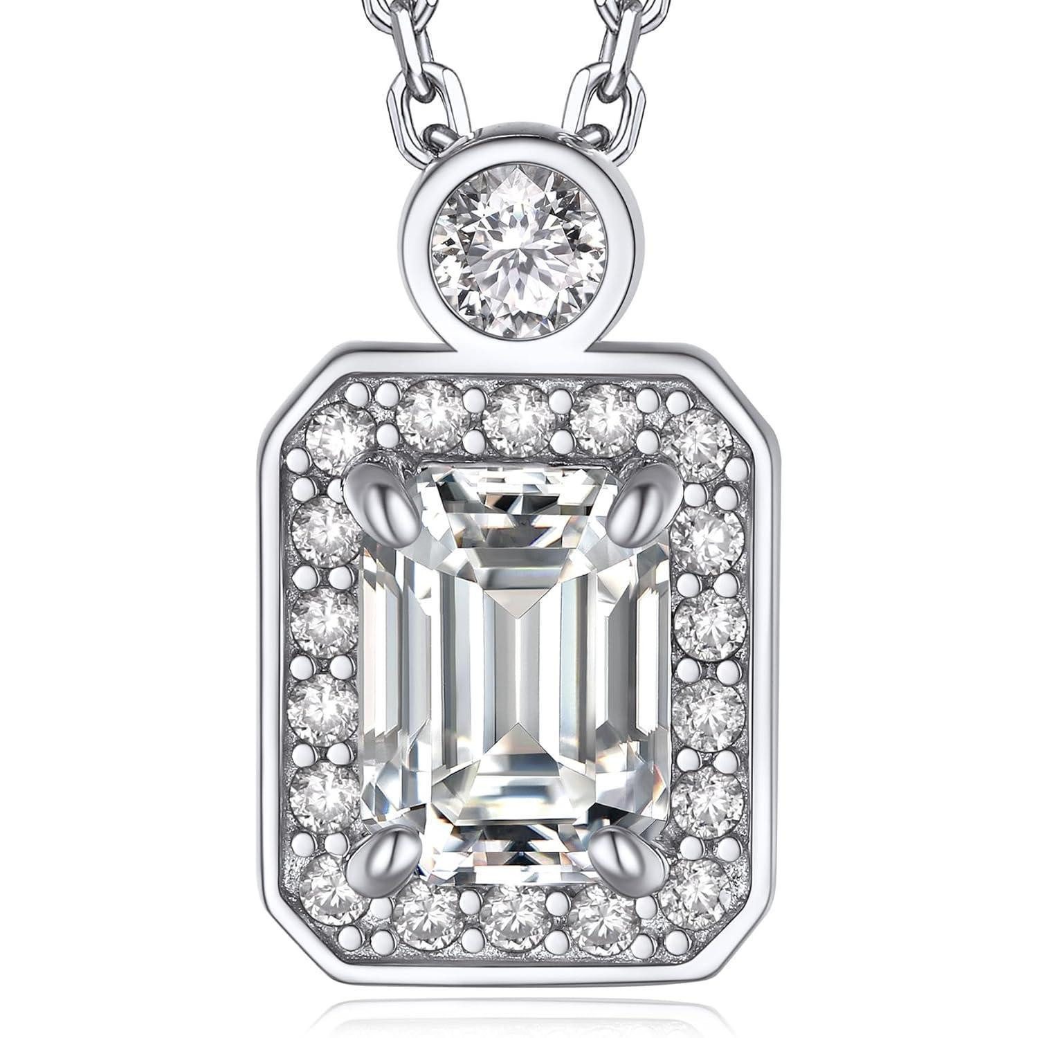Kette mit Anhänger Silberkette Damen mit Anhänger 1 Karat Moissanite Halskette Diamant