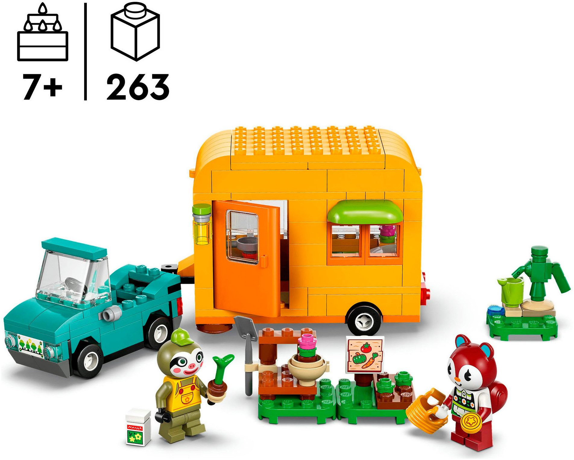 LEGO® Gerds Wohnwagen & Gärtnerei (77054), LEGO Animal Crossing Konstruktionsspielsteine, (263 St), Made in Europe