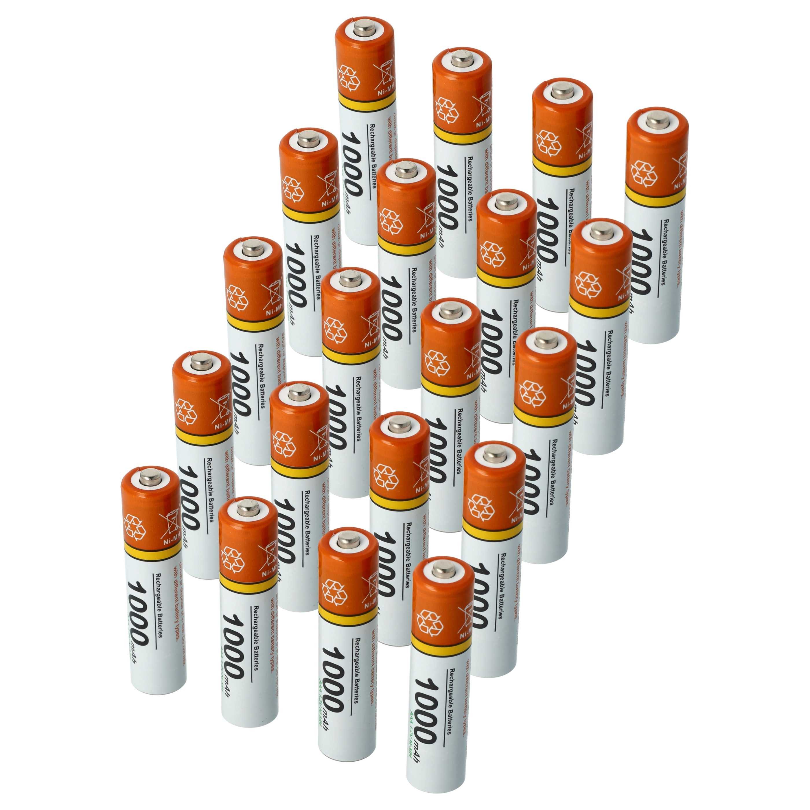 vhbw Akku passend für Panasonic KX-TG6811, KX-TG681, KX-TG6812 Akku Akku NiMH 1000 mAh (1,2 V, 20 St), Leistungsfähige Austausch-Akkus für Telefon, Festnetz oder schnurloses