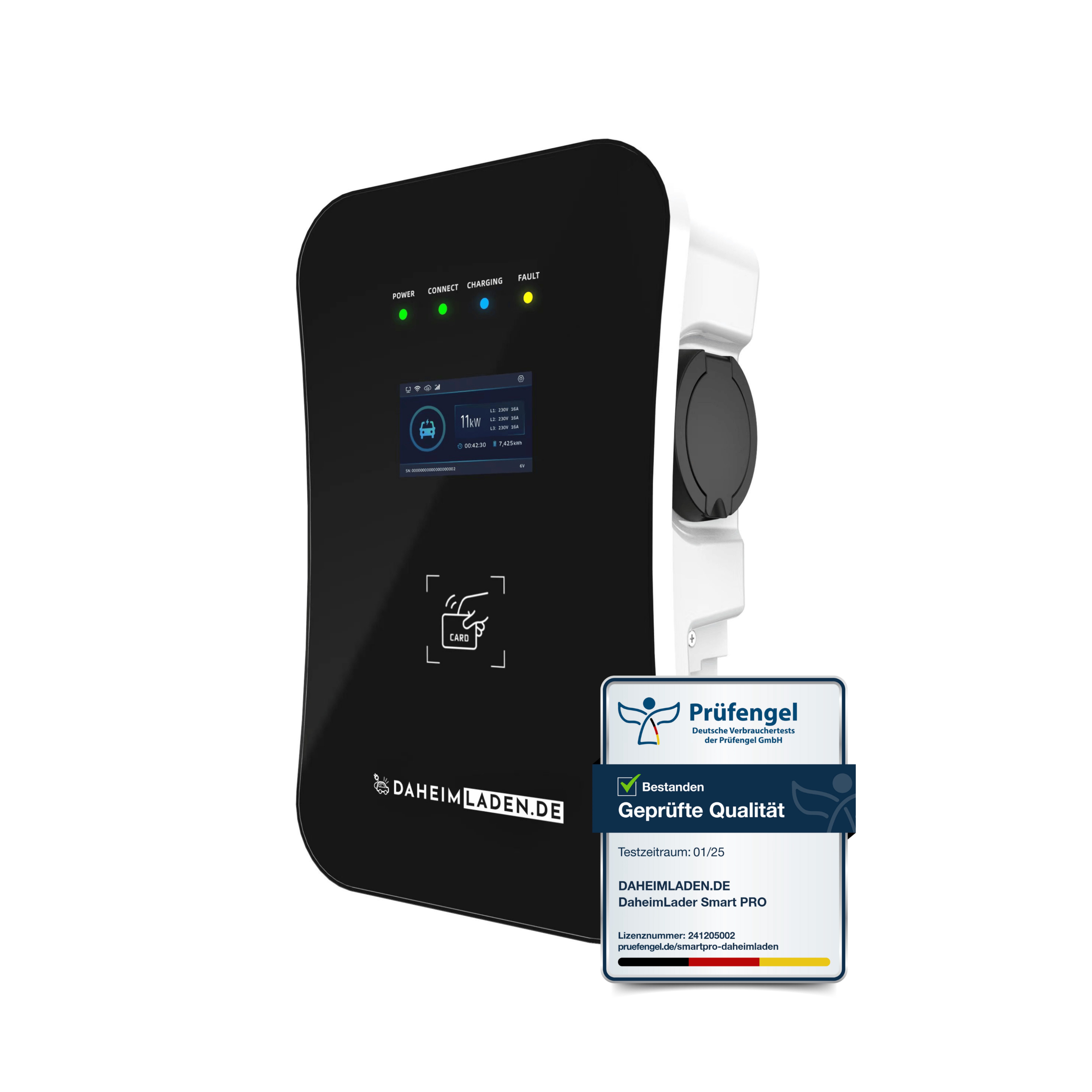 DAHEIM LADEN Elektroauto-Ladestation DaheimLader Smart PRO Wallbox, 11kW / 16A, 3-phasig, mit App, RFID, softwarebasierter Stromzähler, DockingStation, OCPP Version 1.6j
