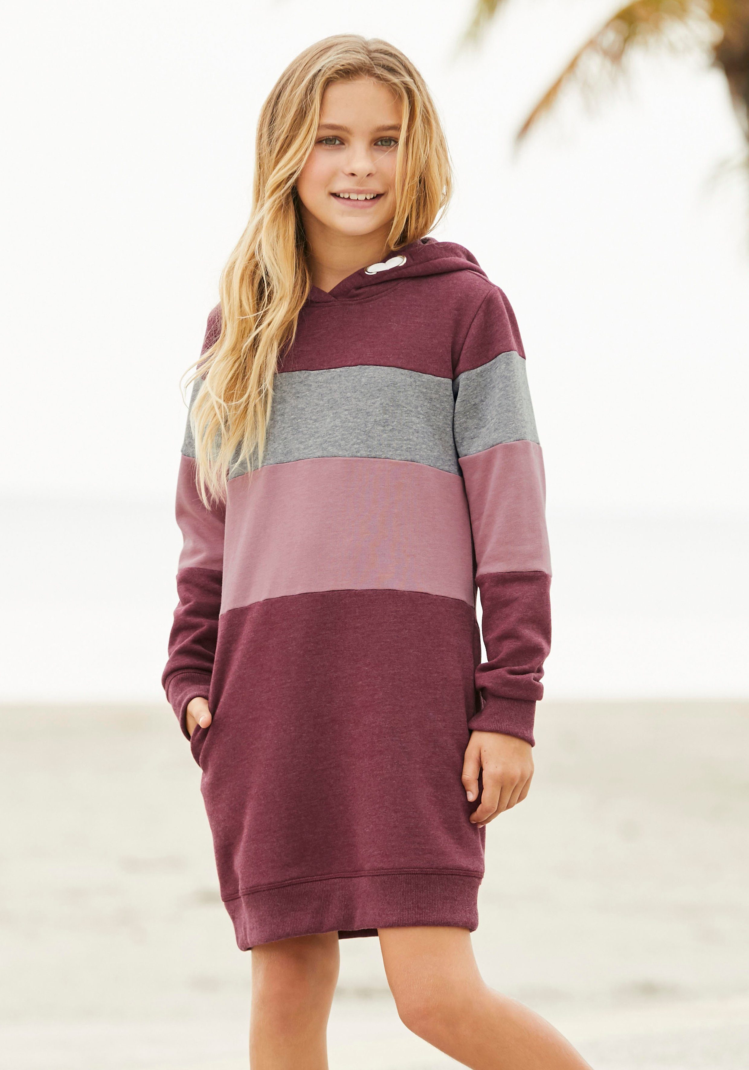 KIDSWORLD Sweatkleid mit Kapuze und Colorblocking