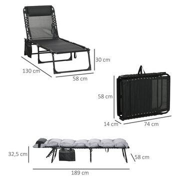 Outsunny Feldbett (Set, 1-St., Feldbett) Campingbett mit Tasche, Verstellbares Klappbett mit Kopfkissen