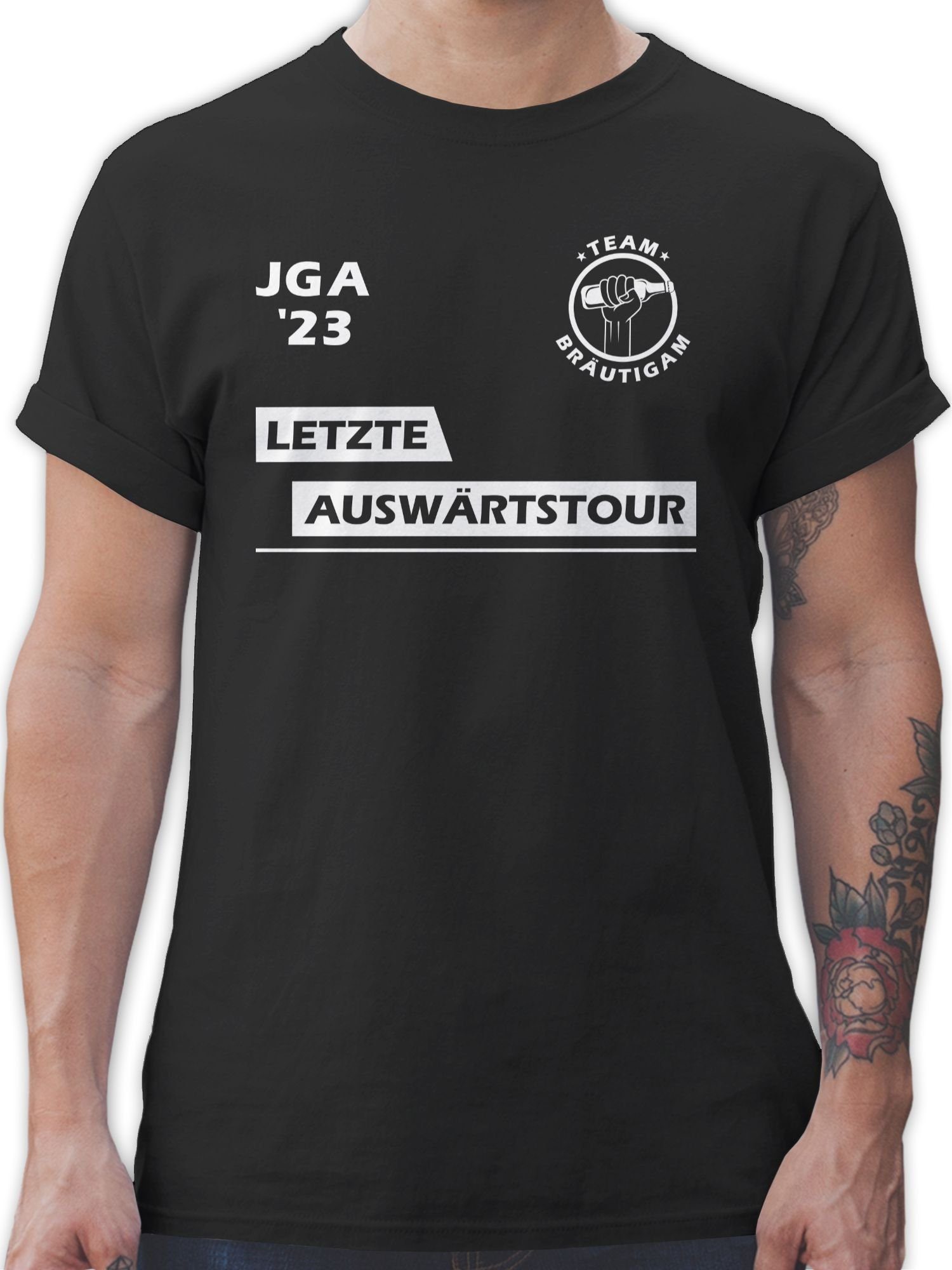 Shirtracer T-Shirt Letzte Auswärtstour Team 1 Schwarz Männer Bräutigam JGA