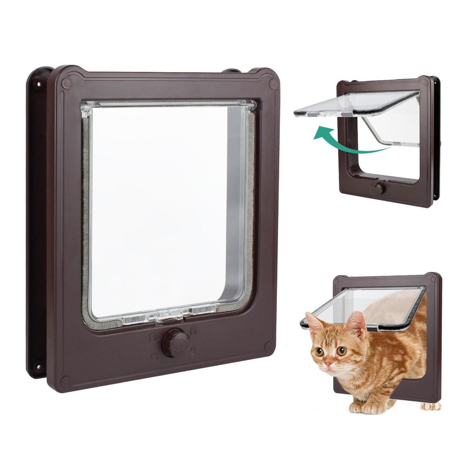 LuxusKollektion Katzenklappe Katzenklappe 4 Wege Braun 27.5x23.5cm