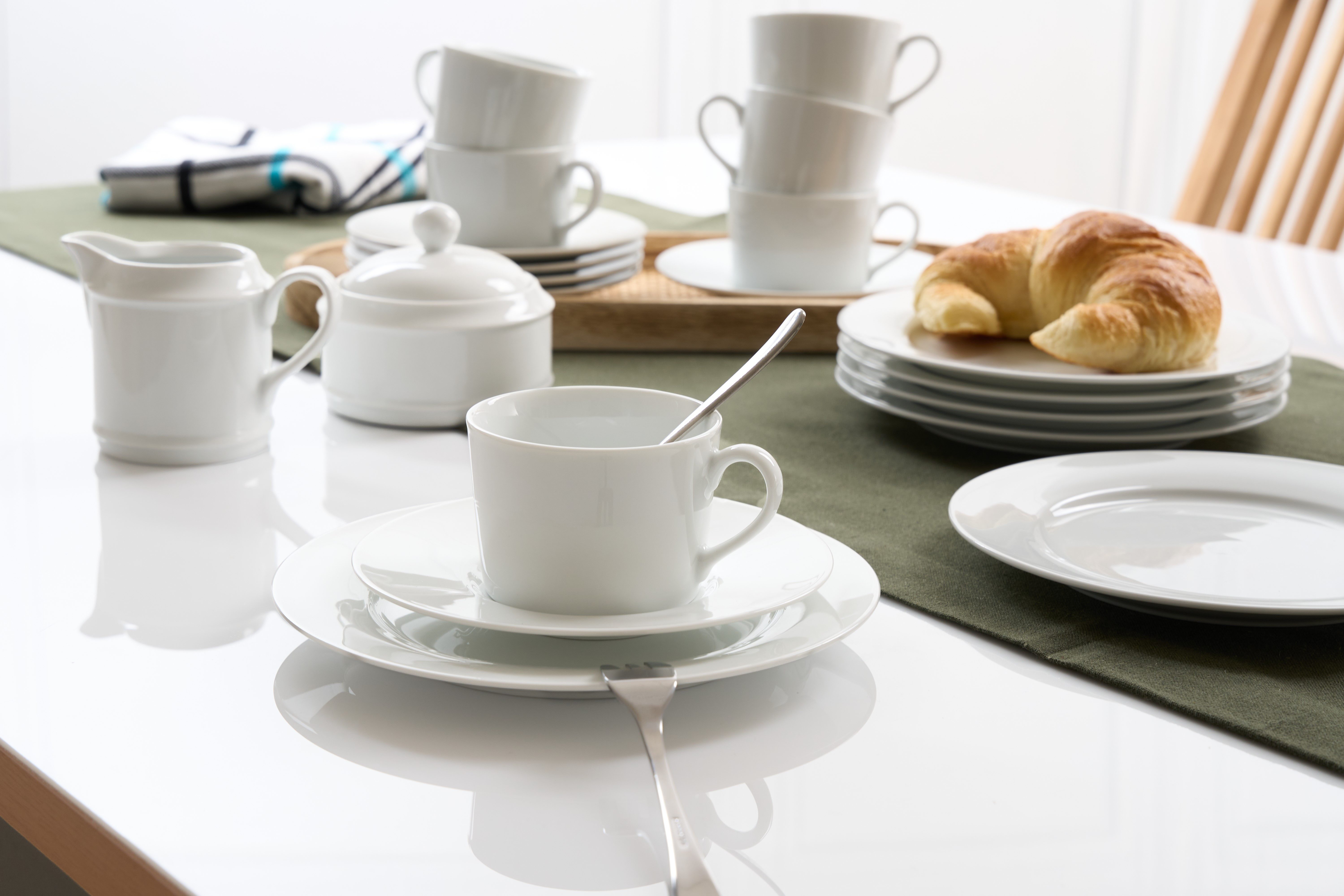 Retsch Arzberg Kaffeeservice HEIKE WEISS, Geschirr-Set 20-tlg., mit Milch & Zucker, Porzellan, rund (20-tlg), 6 Personen, Porzellan, Tassen & Teller plus Milch & Zucker, perfekt von früh bis nachmittags