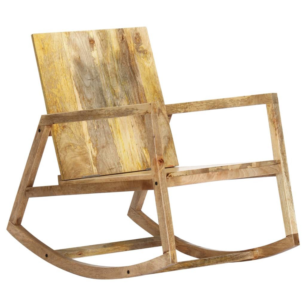 vidaXL Schaukelstuhl Schaukelstuhl Braun Echtleder und Massivholz