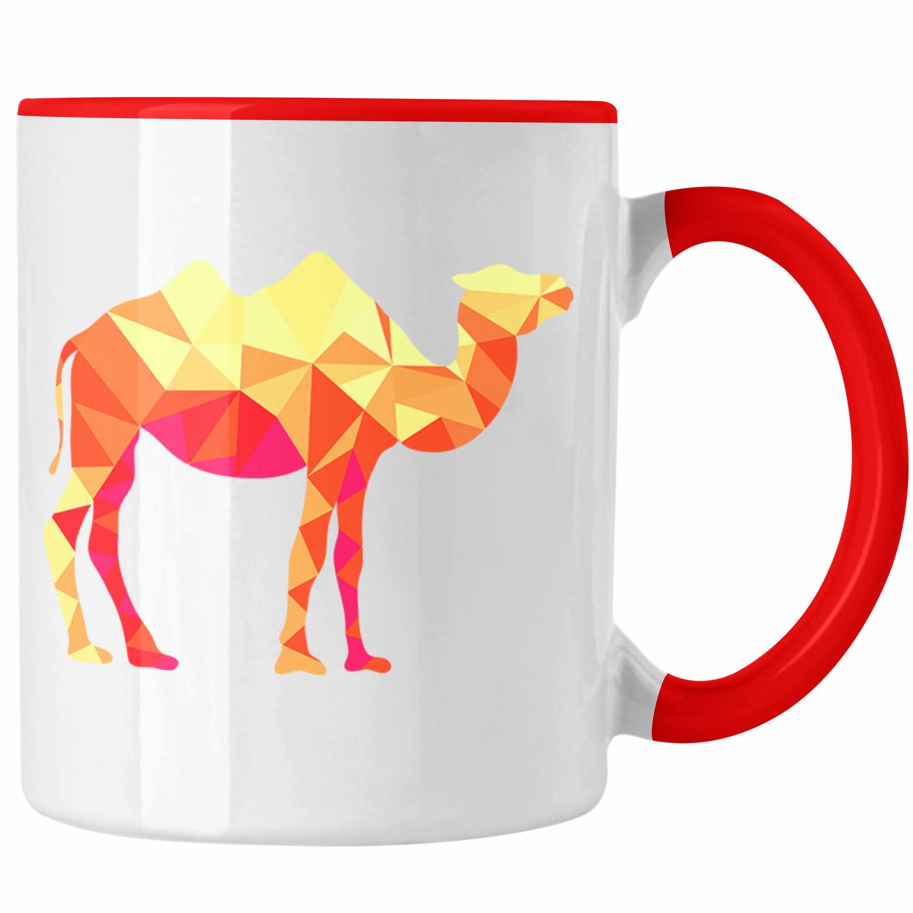 Trendation Tasse Trendation - Kamel Tasse Geschenk Polygon Grafik Lustig Rot