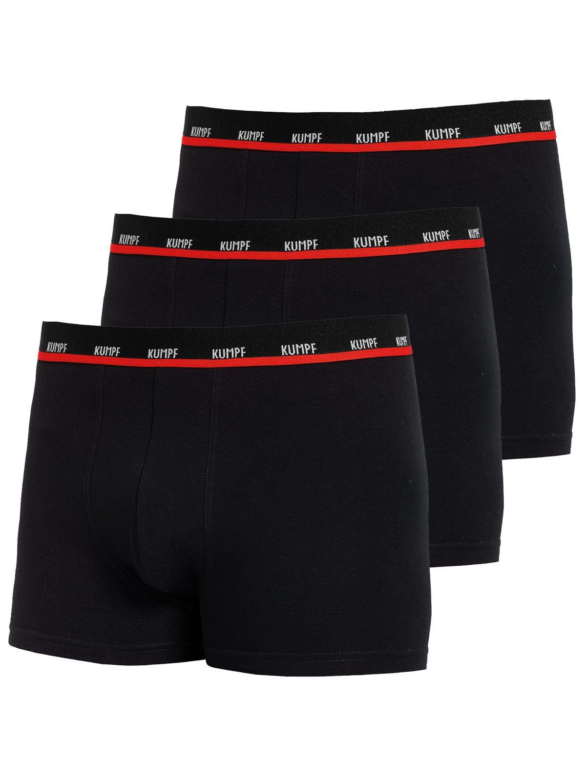KUMPF Retro Pants Stretch Cotton 3-St) mit Herren (Packung, Pants Materialmix 3er Gummibund schwarz Pack