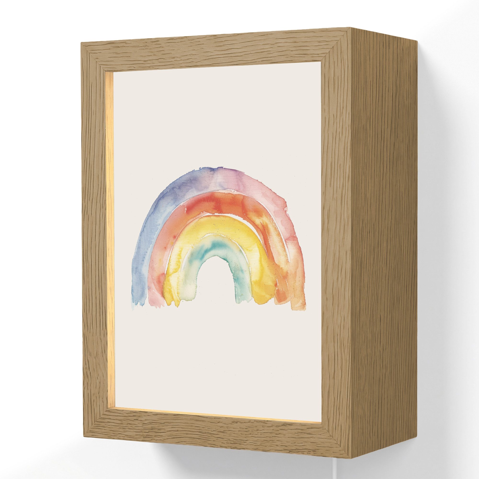 OnlyWow Wandleuchte Lightbox Regenbogen - Aquarell - Farbenfroh - Mädchen, Dimmbar, Farbwechsel, LED, Warmweiß, Kaltweiß, Neutralweiß Einstellbar, Wandlampe Innen, Dimmbar, mit Kabel, LED, Beleuchtung, Kinderzimmer
