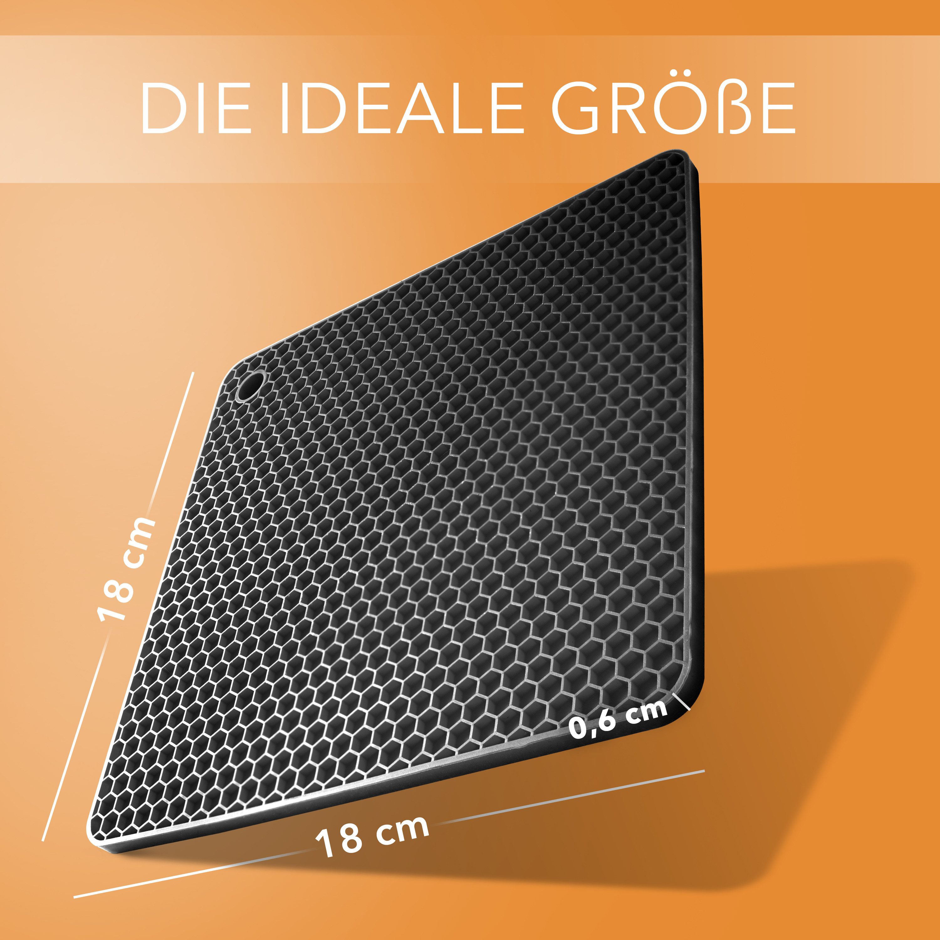 AVANA Topfuntersetzer Silikon Untersetzer Multifunktional Pfannenuntersetzer Topflappen, Zubehör für Töpfe, Pfannen, Auflaufformen, 4er Set, Hitzebeständig, Wabenmuster, Schwarz