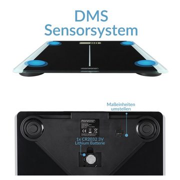 Deuba Personenwaage, mit DMS-Sensorsystem Körperwaage Waage Körperwaage LCD Display