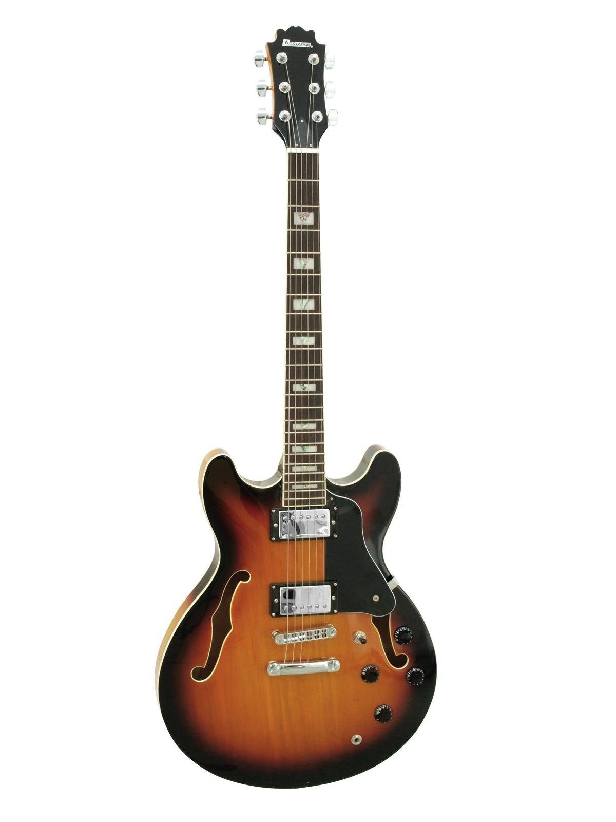 DIMAVERY Halbakustik-Gitarre SA-610 Jazz-, sunburst, 4/4