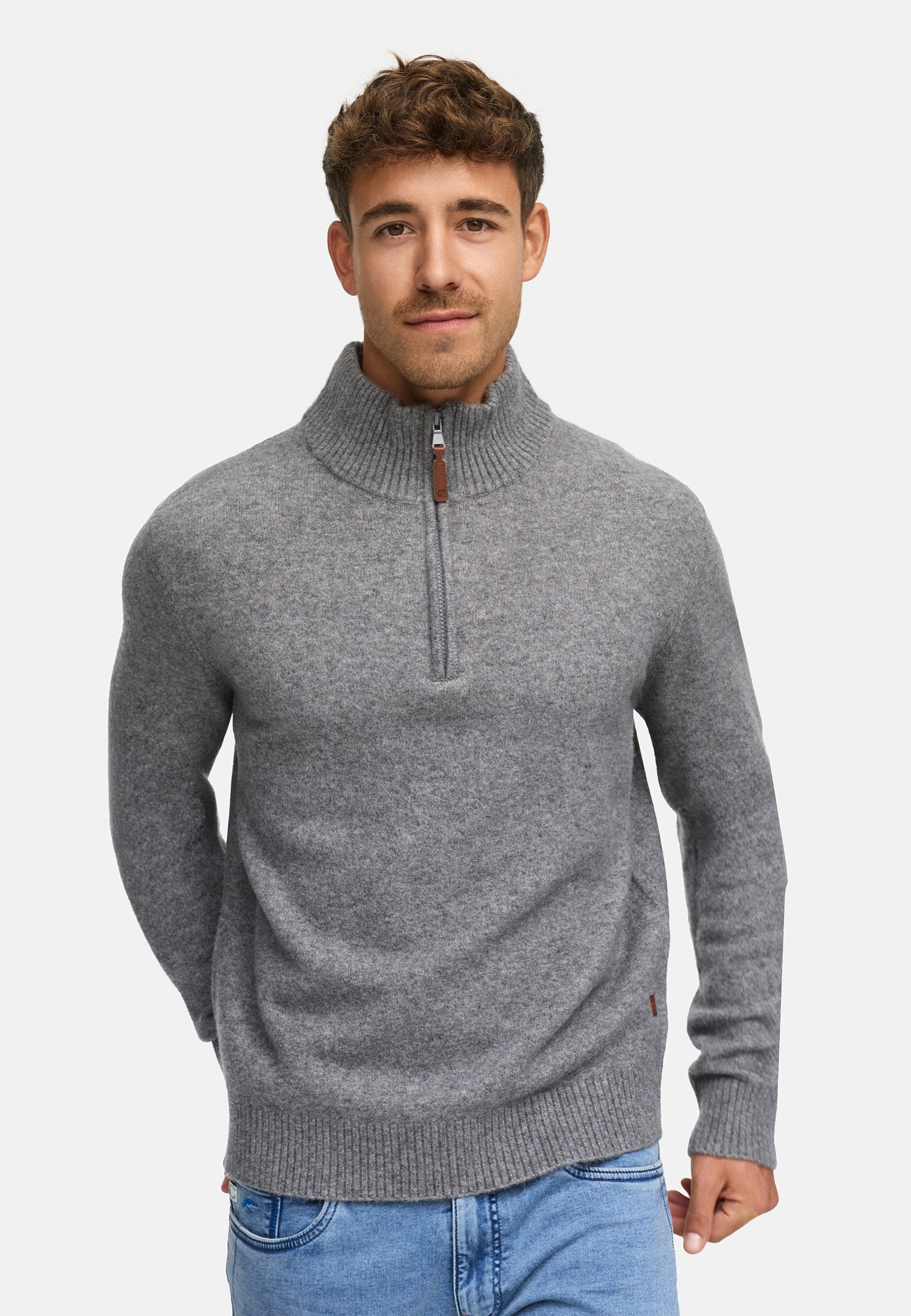 Indicode Strickpullover Herren INTrax Half Pullover günstig online kaufen