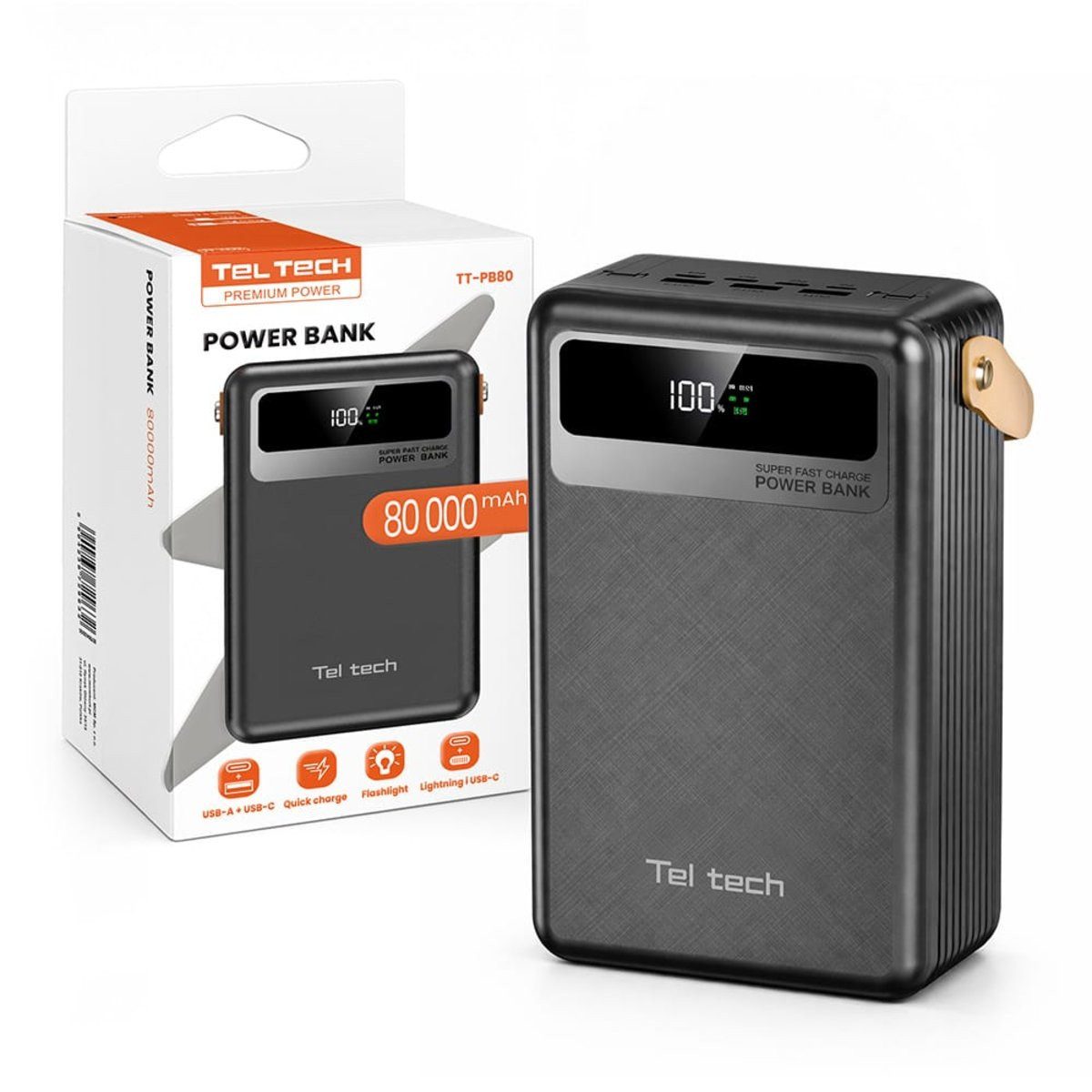 Wisam Teltech Powerbank Notfallakku 5A 22,5W + Kabel Typ-C / Lightning Powerbank
