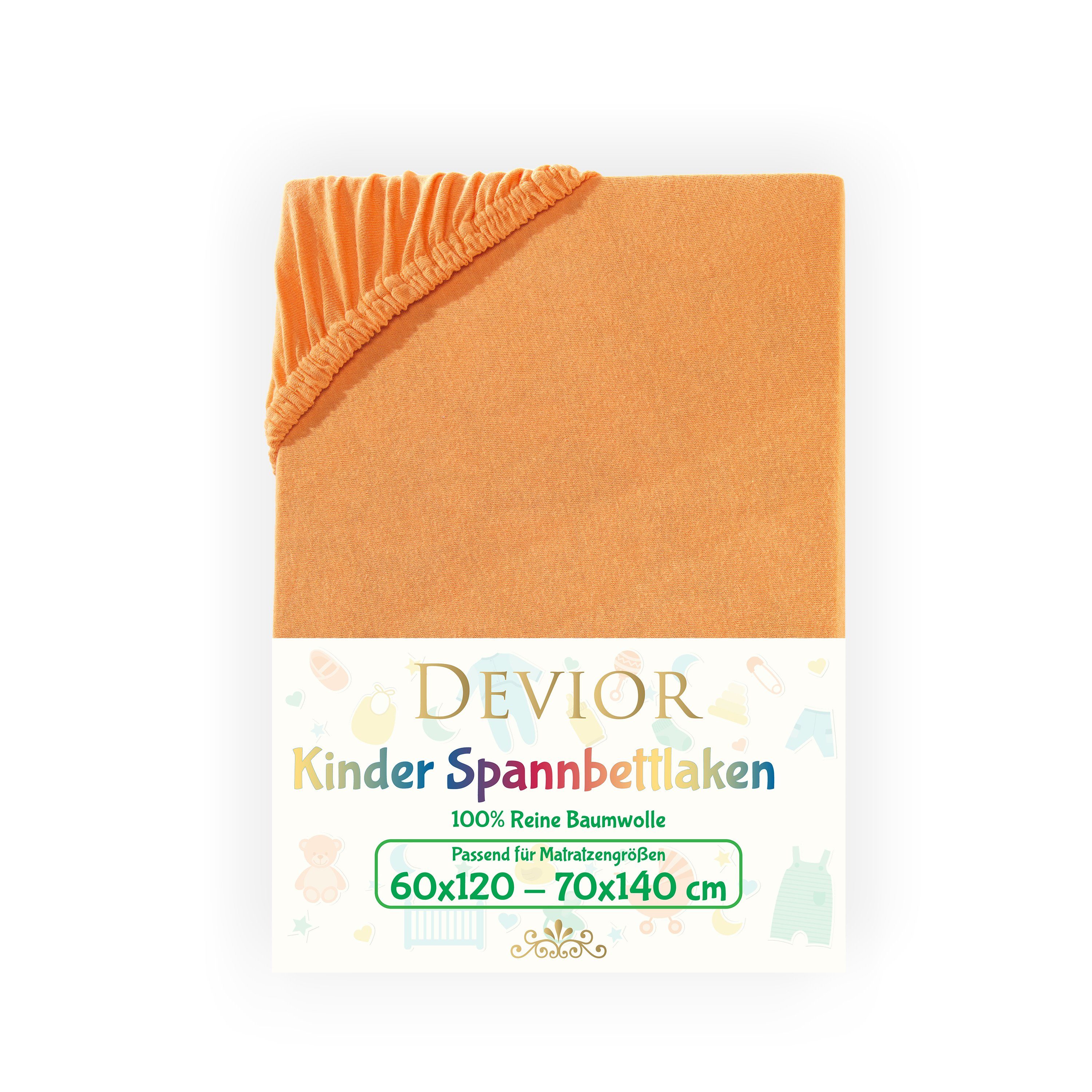 Devior Spannbettlaken für Standardmatratzen und Kinderbetten - 100% Baumwolle, 135 g/m², Jersey, Gummizug: Rundumgummizug, Kinderspannbettlaken bis 22cm Matratzenhöhe, atmungsaktiv & farbenfroh