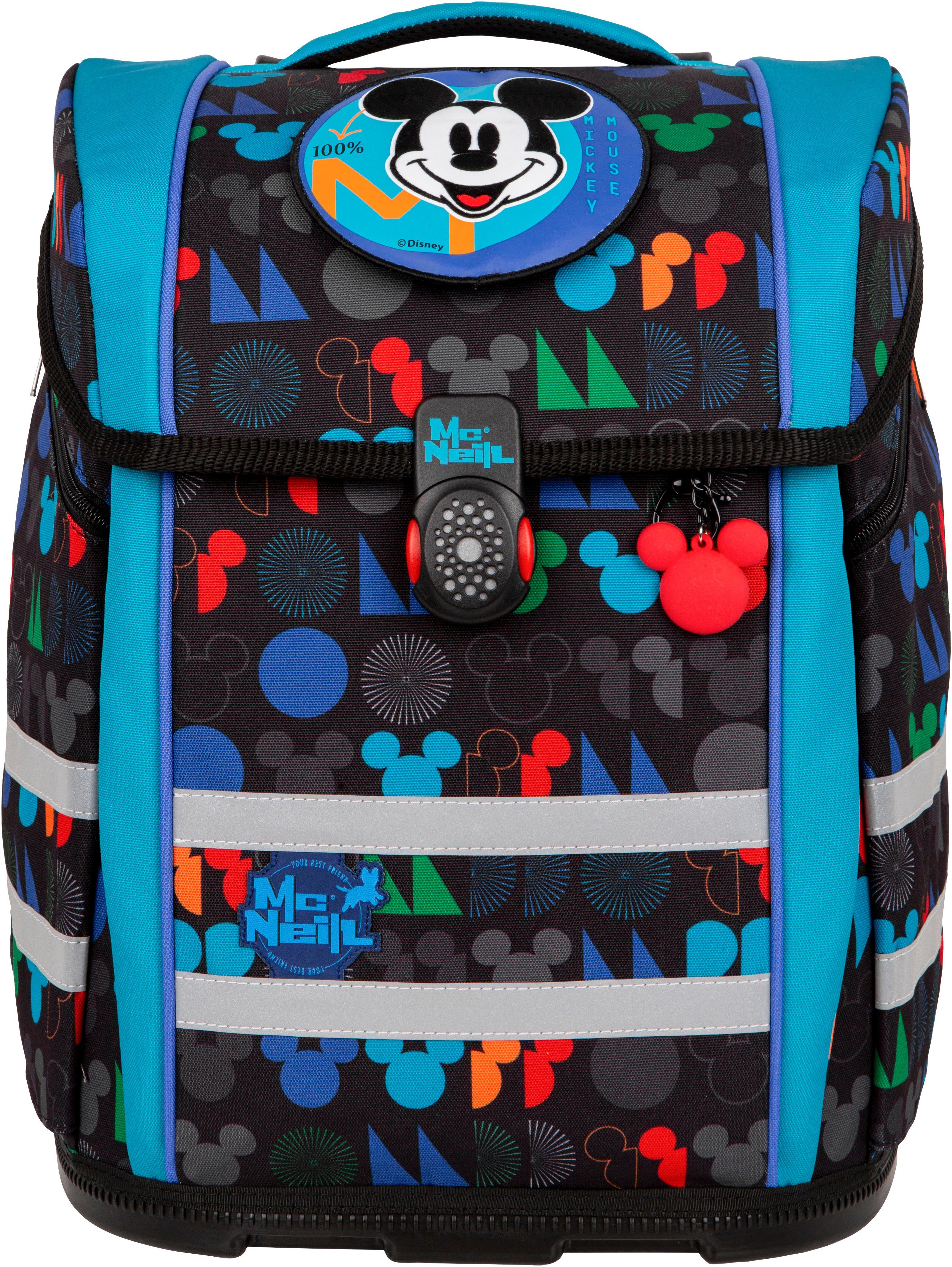 McNeill Schulranzen Perfecto, Disney, Mickey Mouse (Set, 5-tlg), inkl. Federmäppchen, Turnbeutel, Schlamperrolle & Motivmagnet