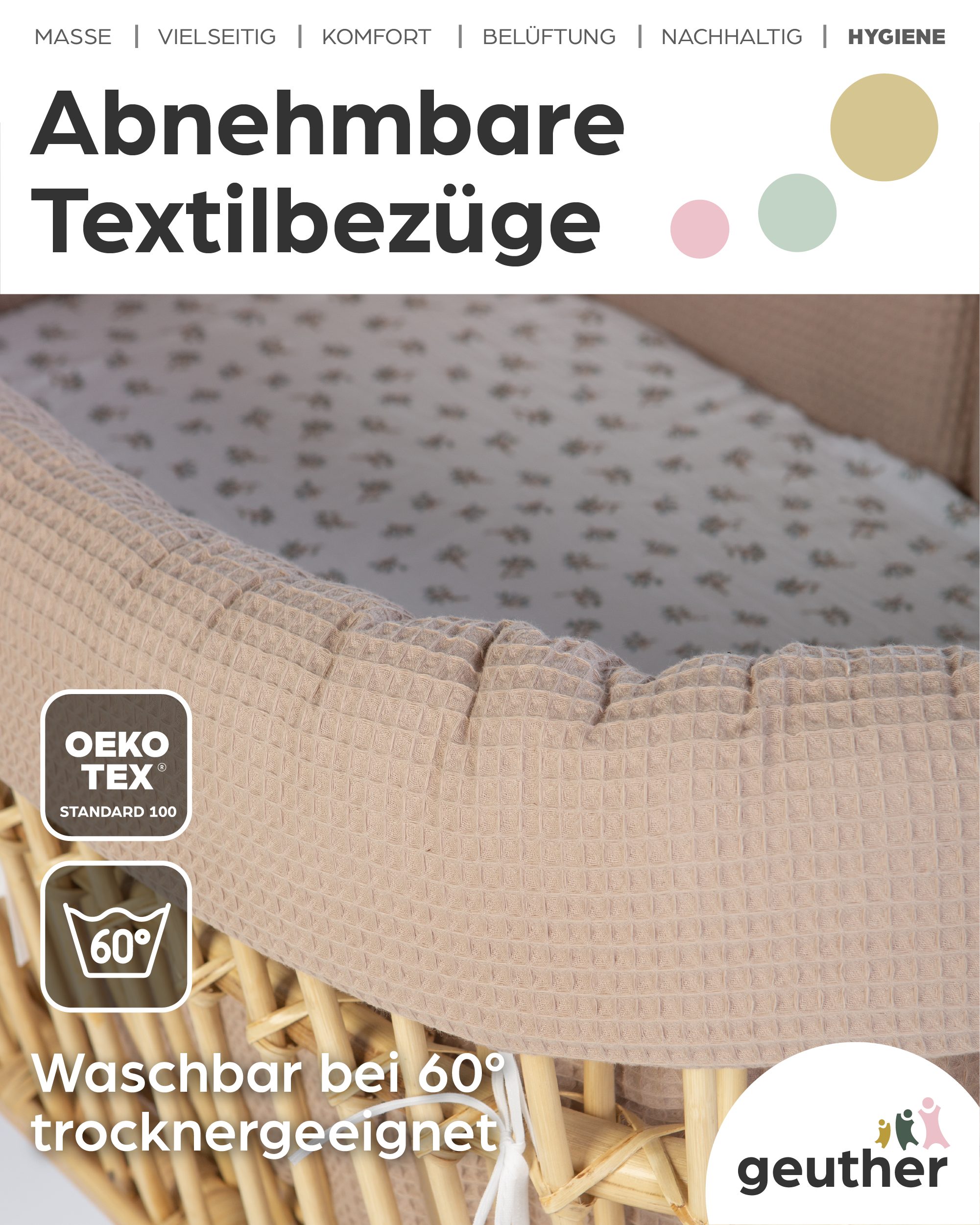 Geuther Babybett Schaukelwiege Rattan Rocker
