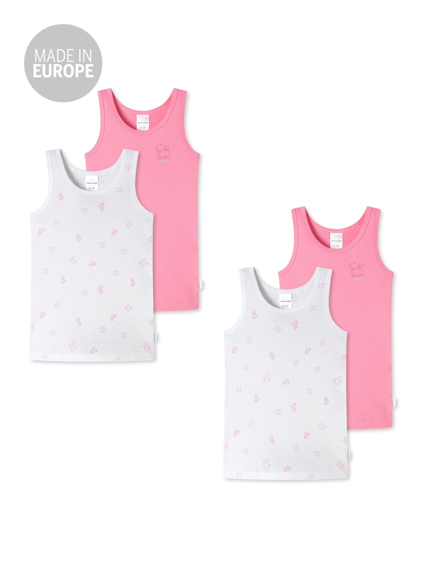 Schiesser Unterhemd Allday Basic (4-St) weiß/pink