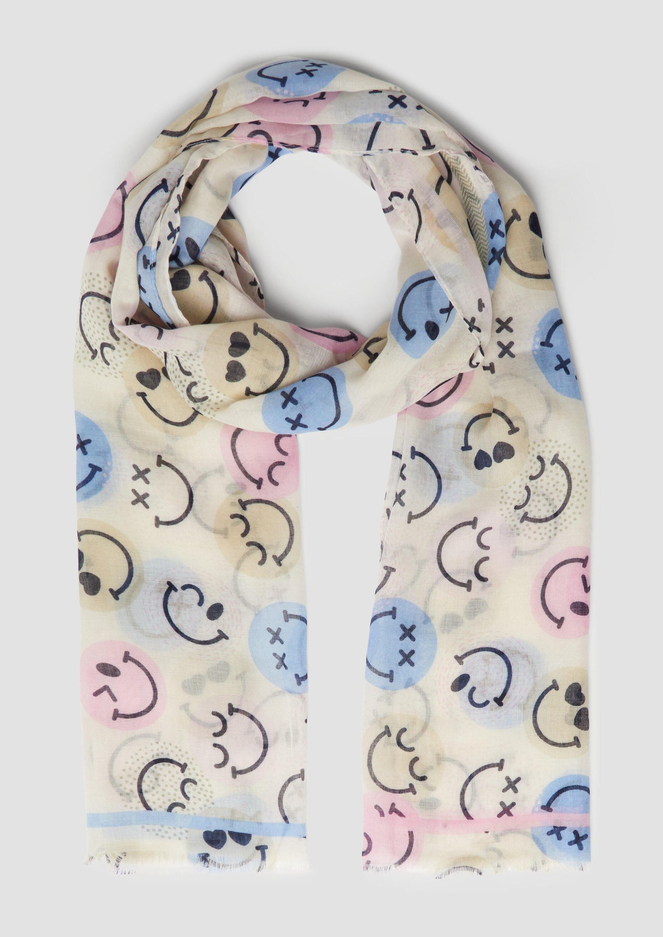 s.Oliver Schal Tuch, Leichter Schal mit Smiley-Print günstig online kaufen