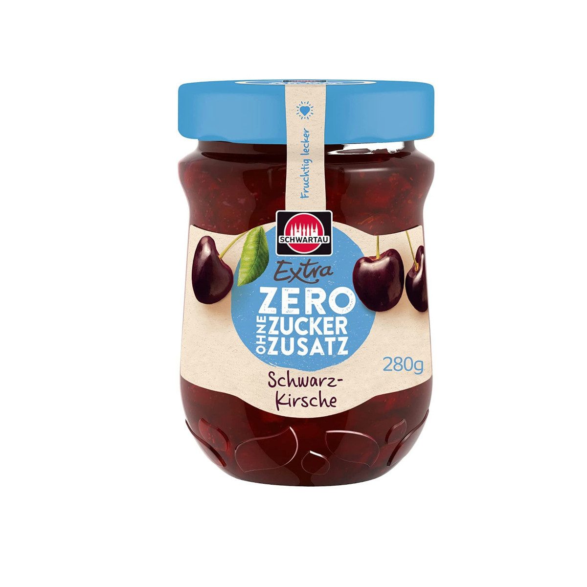 SCHWARTAU Fruchtaufstrich, Schwartau Extra Zero Schwarzkirsche ohne Zuckerzusatz vegan 280g