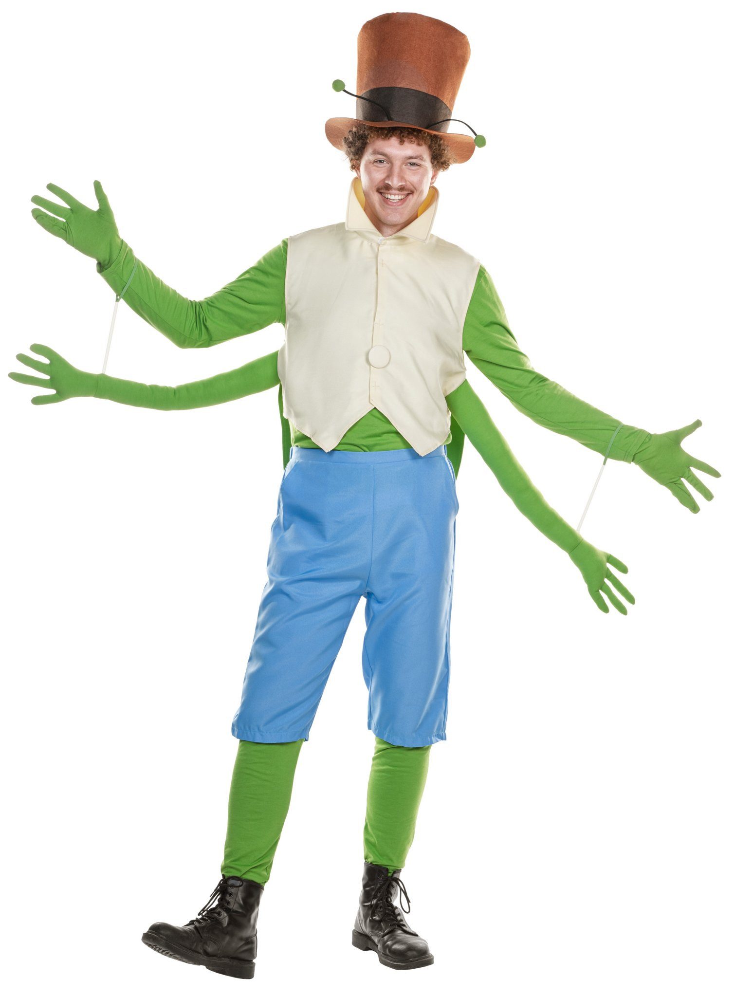 Maskworld Kostüm Biene Maja – Flip Grashüpfer Kostüm - Fasching, Offiziell lizenziertes Kostüm des freundlichen Grashüpfers aus der a