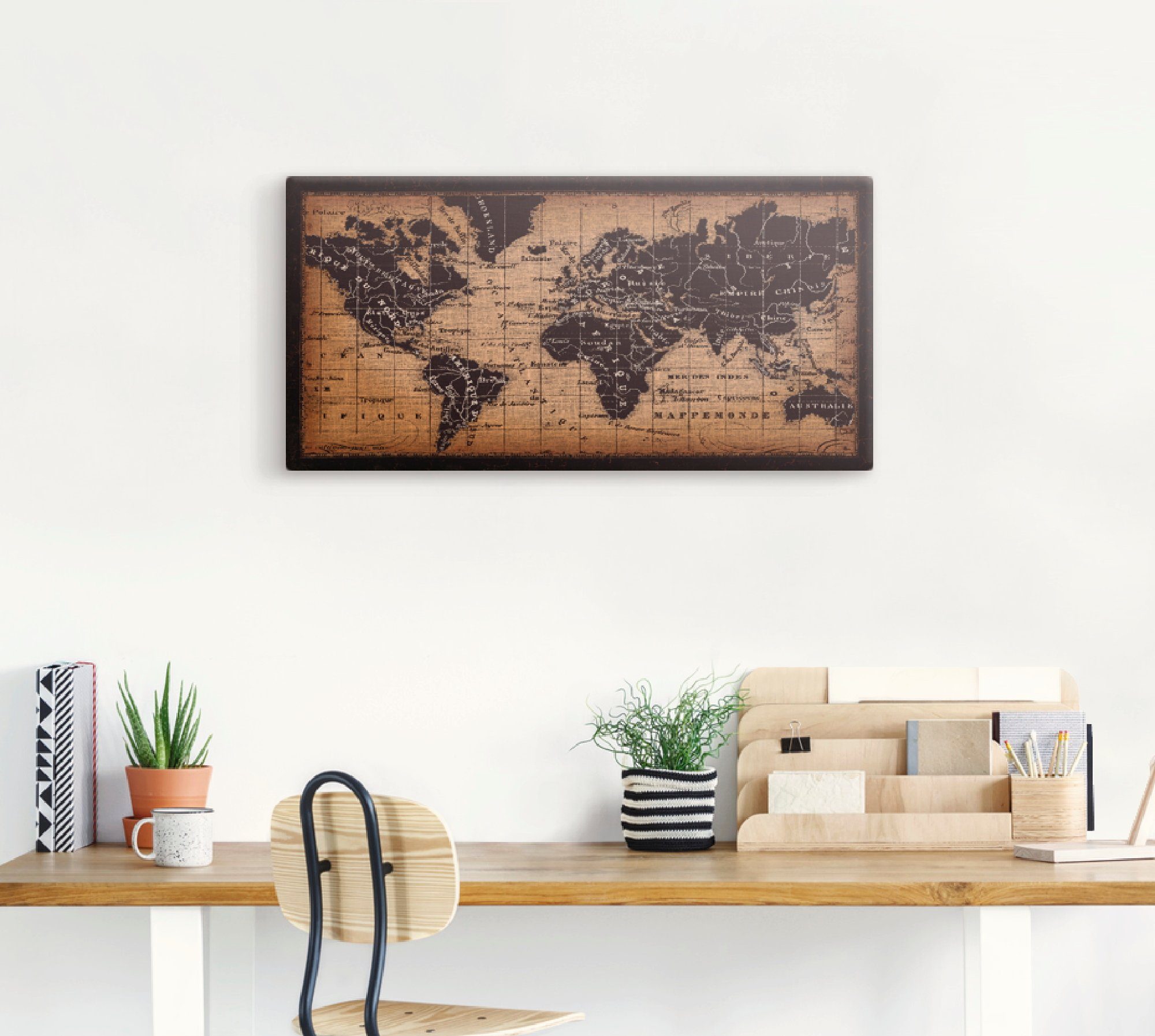 Artland Wandbild Alte Weltkarte, Landkarten (1 St), als Leinwandbild, Poster in verschied. Größen