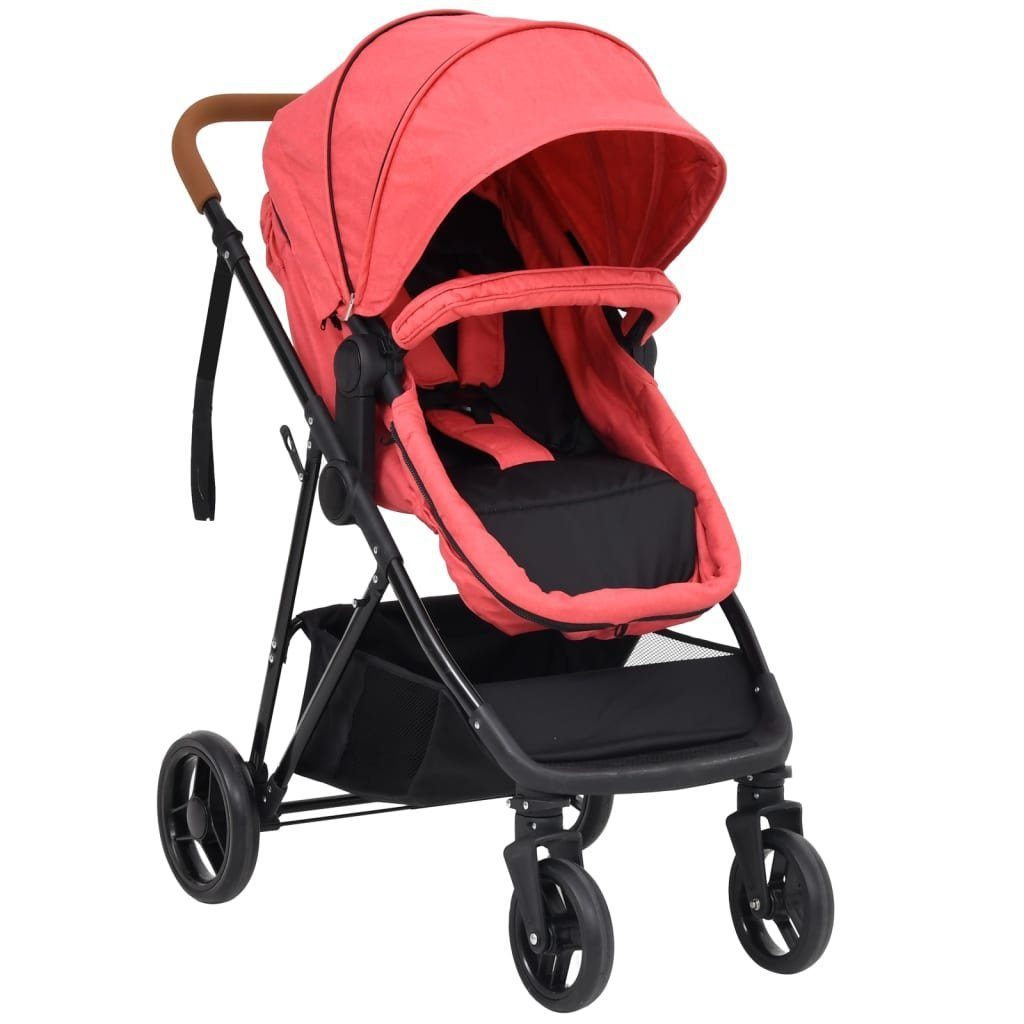 | Rot Kinderwagen 3-in-1 Kinder-Buggy vidaXL Schwarz und Rot Rot Stahl