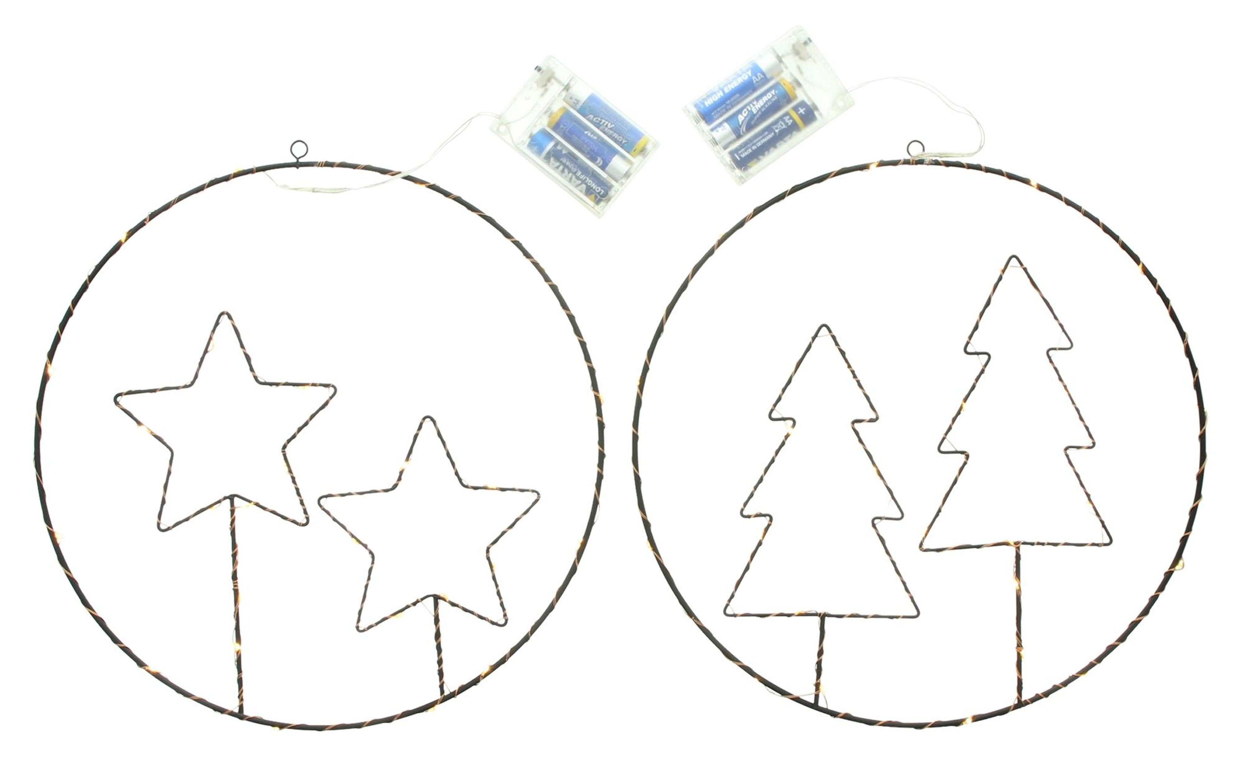 LED Dekoobjekt LED-Hänger "Sterne & Tannen", 2er Set