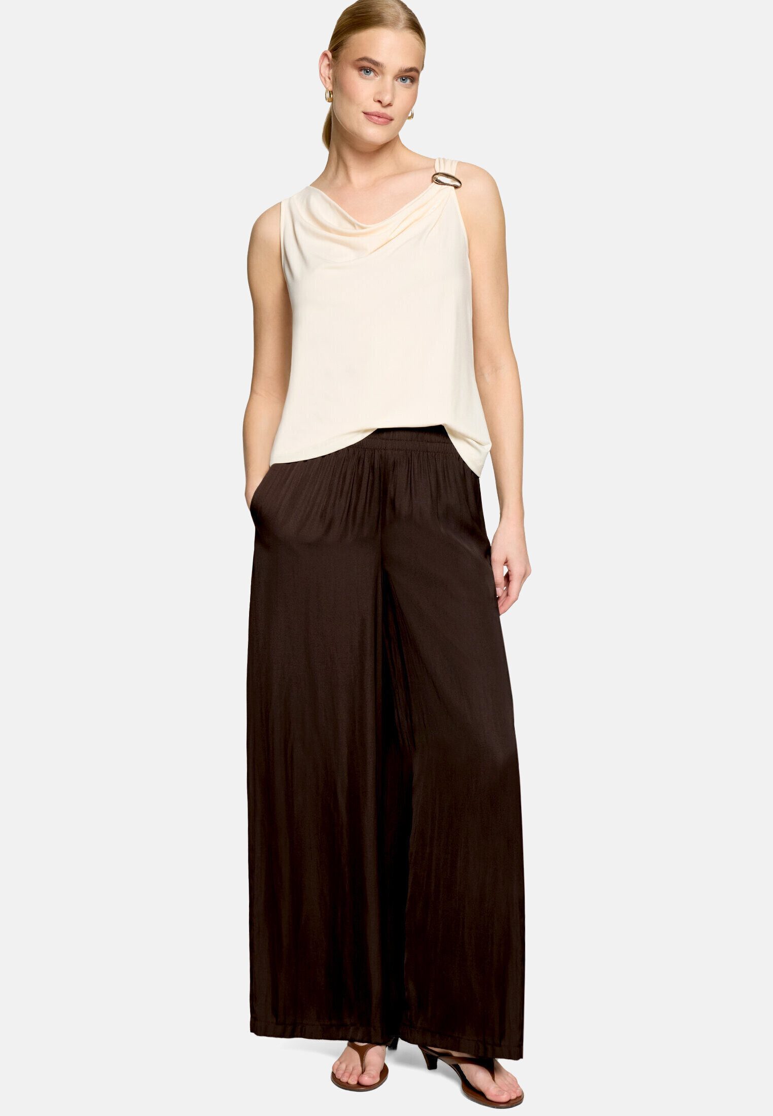 Zero T-Shirt Damen mit Wasserfallausschnitt (1-tlg) Material