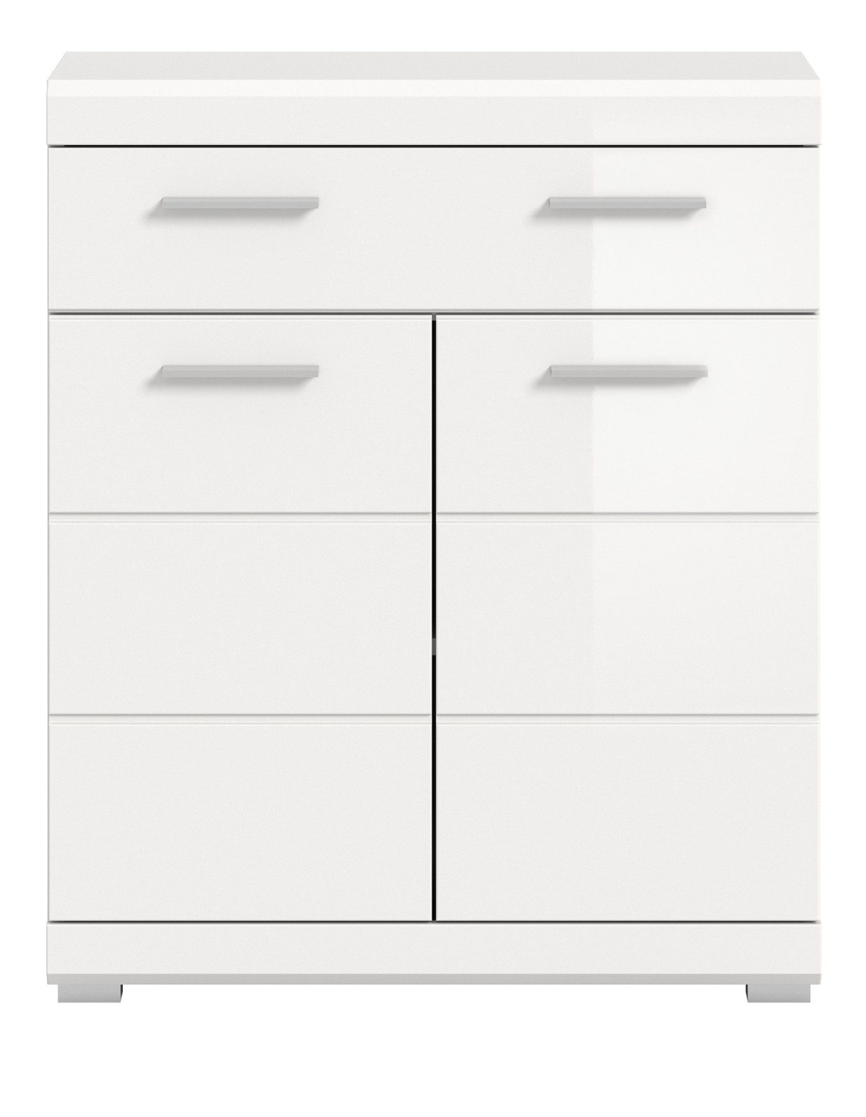 Inn.Furn Badkommode Shawn (Badschrank in weiß Hochglanz, 2-türig, 74 x 88 cm), mit großer Schublade und viel Stauraum