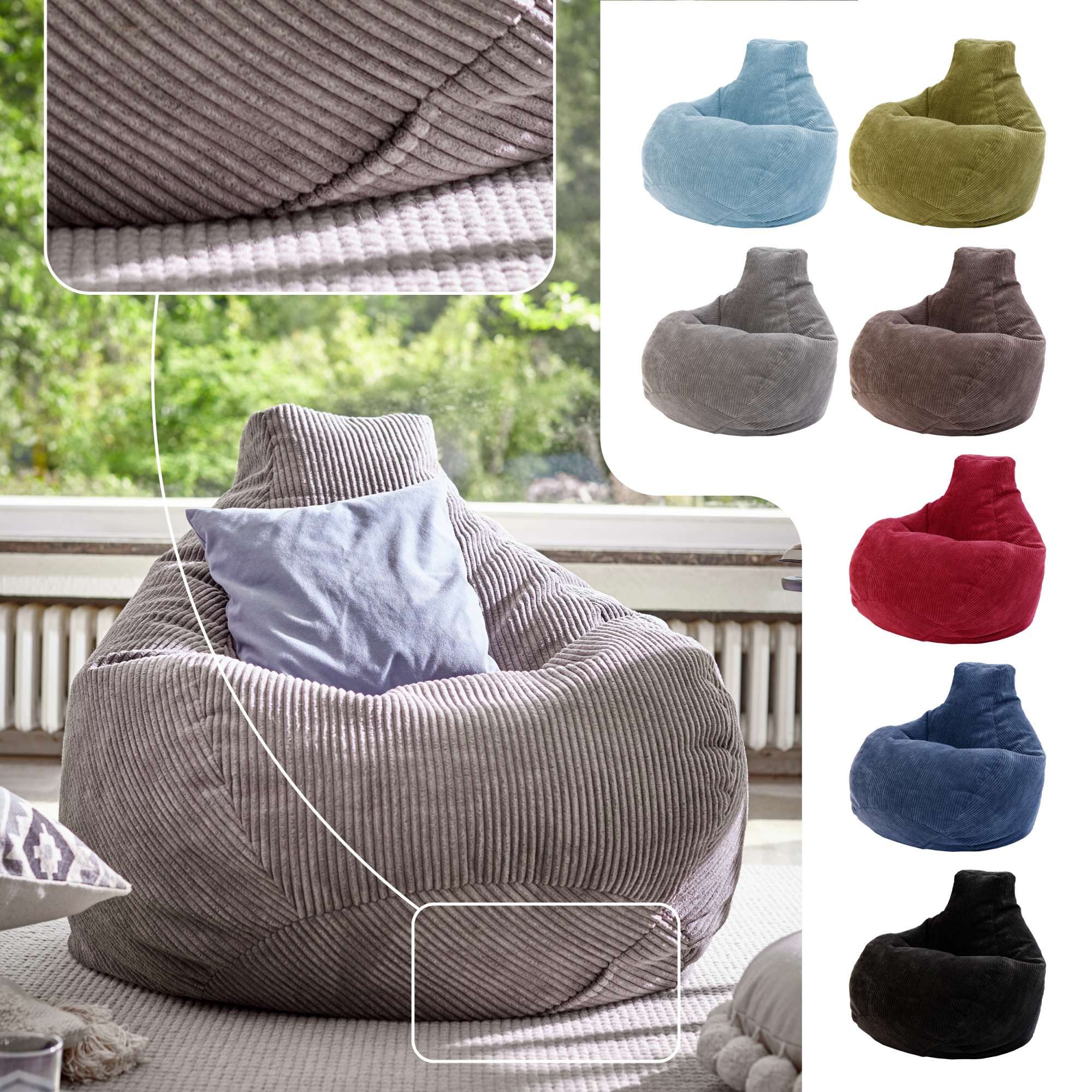 Green Bean Sitzsack Sitzsack Cozy Cord mit Rückenlehne (Indoor, waschbarer günstig online kaufen