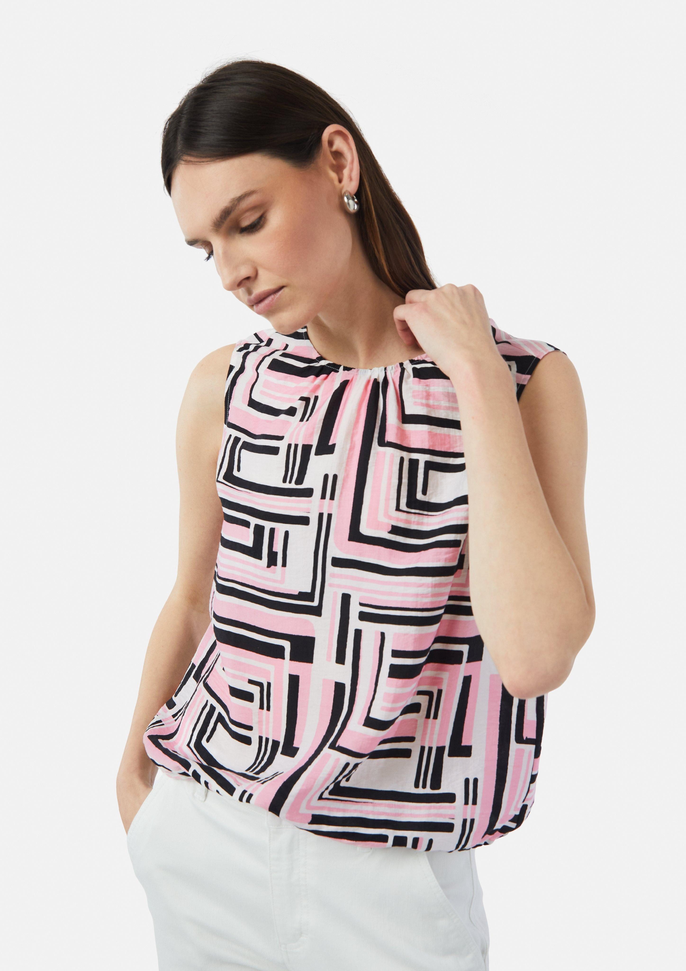 Blusentop Ärmellose Bluse mit Tunnelzug am Saum