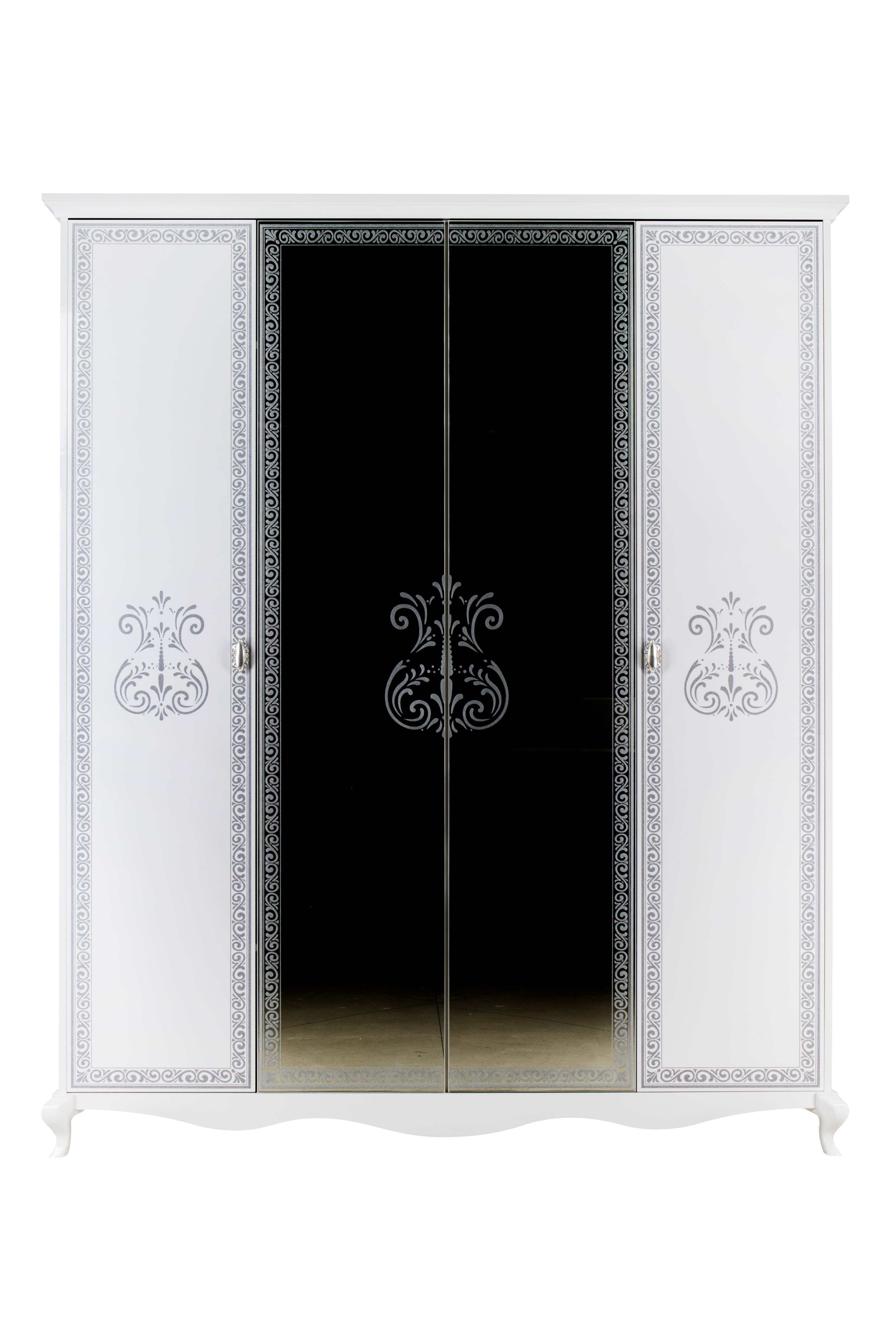 Interdesign24 Kleiderschrank Vittore (4-türig, inkl. LED-Beleuchtung und 2 Spiegeltüren) in Weiss