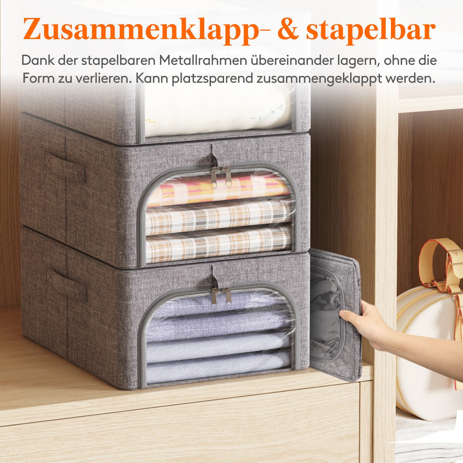 Lifewit Aufbewahrungsdose Kleider Aufbewahrungsbehälter mit Klarsichtfenster, Robuste Griffe (4 St) – Bild 5 von 5