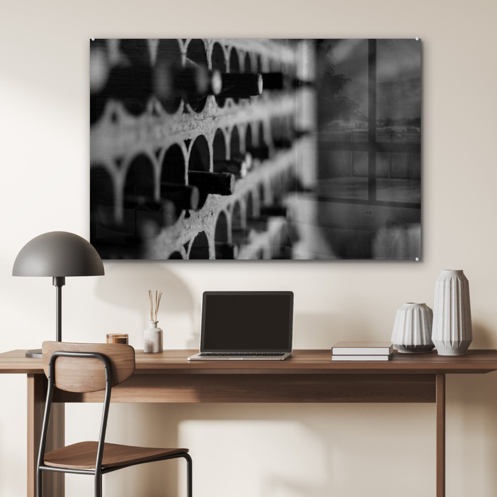 MuchoWow Acrylglasbild Wohnzimmer Ribera unterirdischen (1 Flaschenregal in & in Weinkeller del St), Schlafzimmer Acrylglasbilder einem Duero