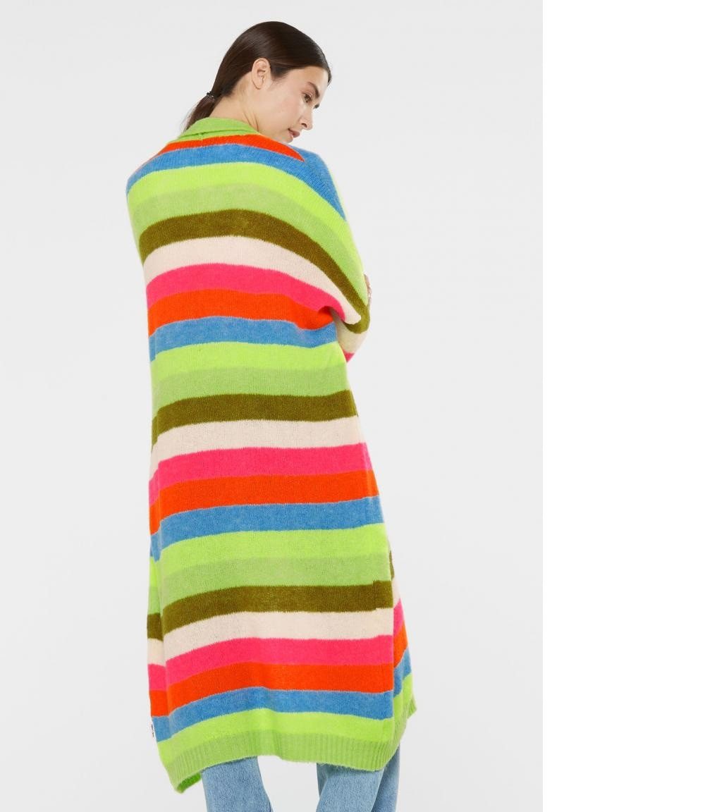 SENSES.THE LABEL Cardigan Bunt gestreifter Long Cardigan KAL:LIE mit weiten Ärmeln Mehrfarbig