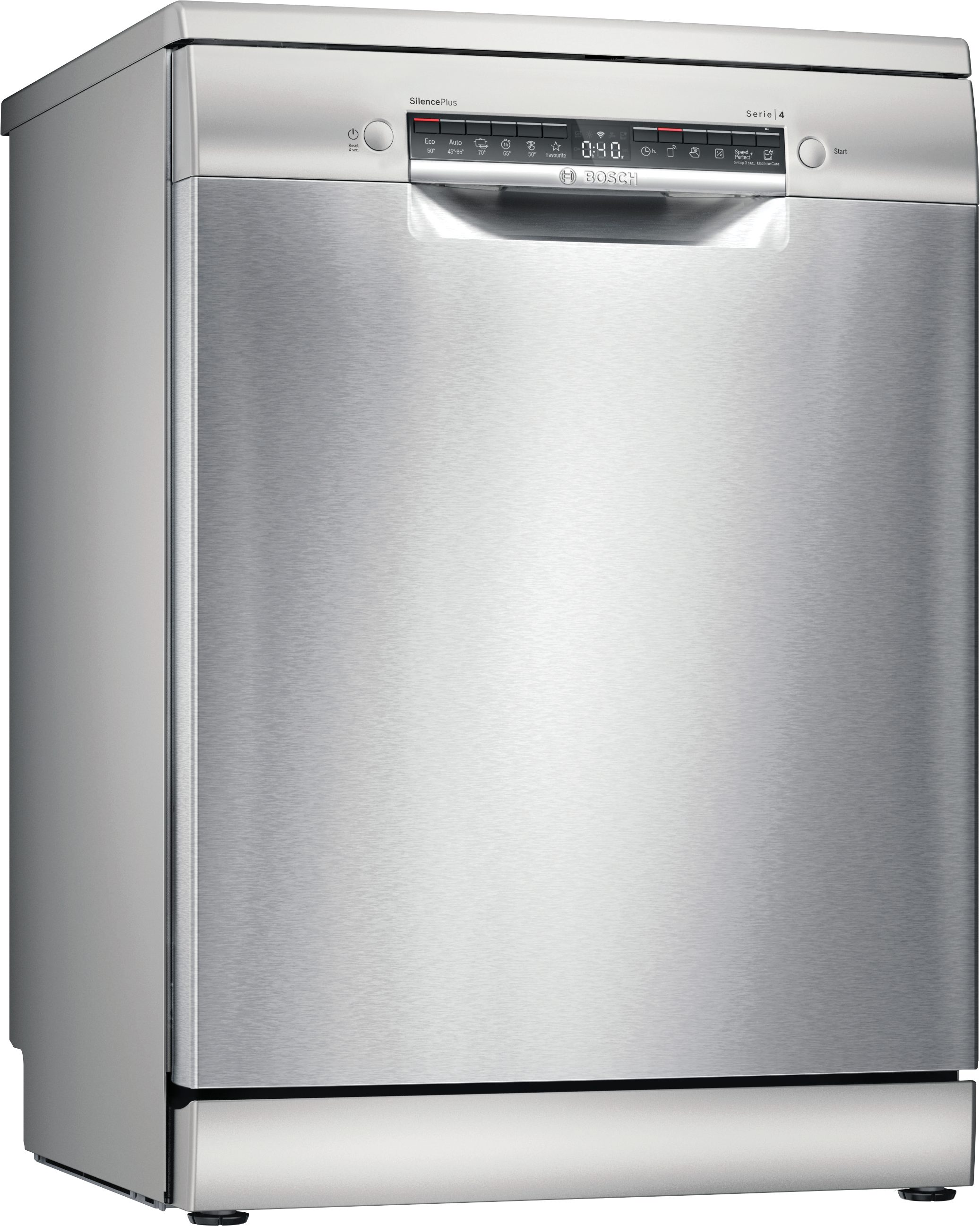 BOSCH Standgeschirrspüler Serie 4 SMS4EMI06E, 14 Maßgedecke, Automatische Türöffnung für Effizienz, flexible Körbe & Schubladen