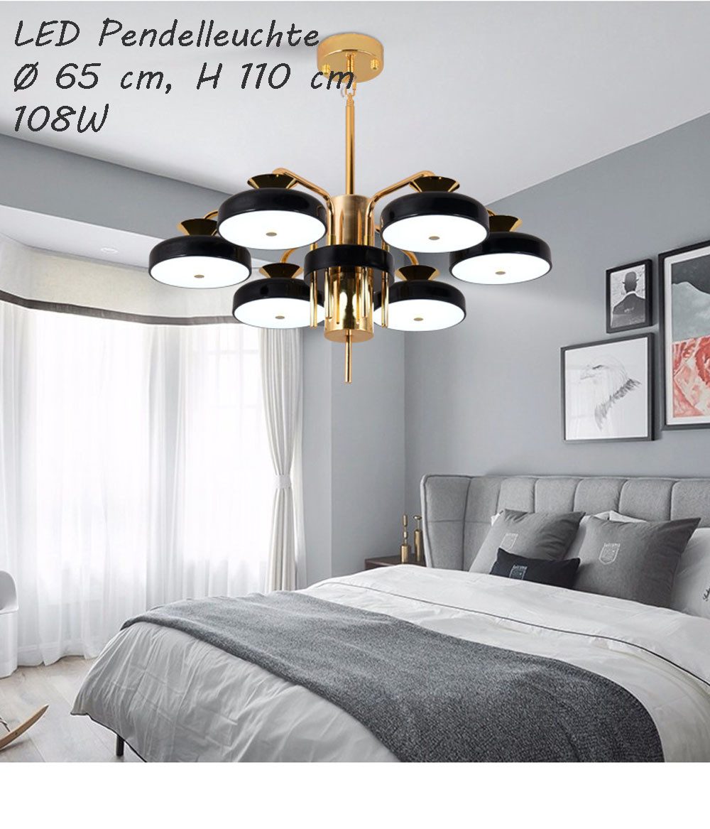 Eurohandisplay LED Pendelleuchte LED Hängelampe 818 Fernbedienung dimmbar Lichtfarbe einstellbar, LED fest integriert, Warmweiß bis Kaltweiß, Lichtfarbe und Helligkeitn stufenlos einstellbar