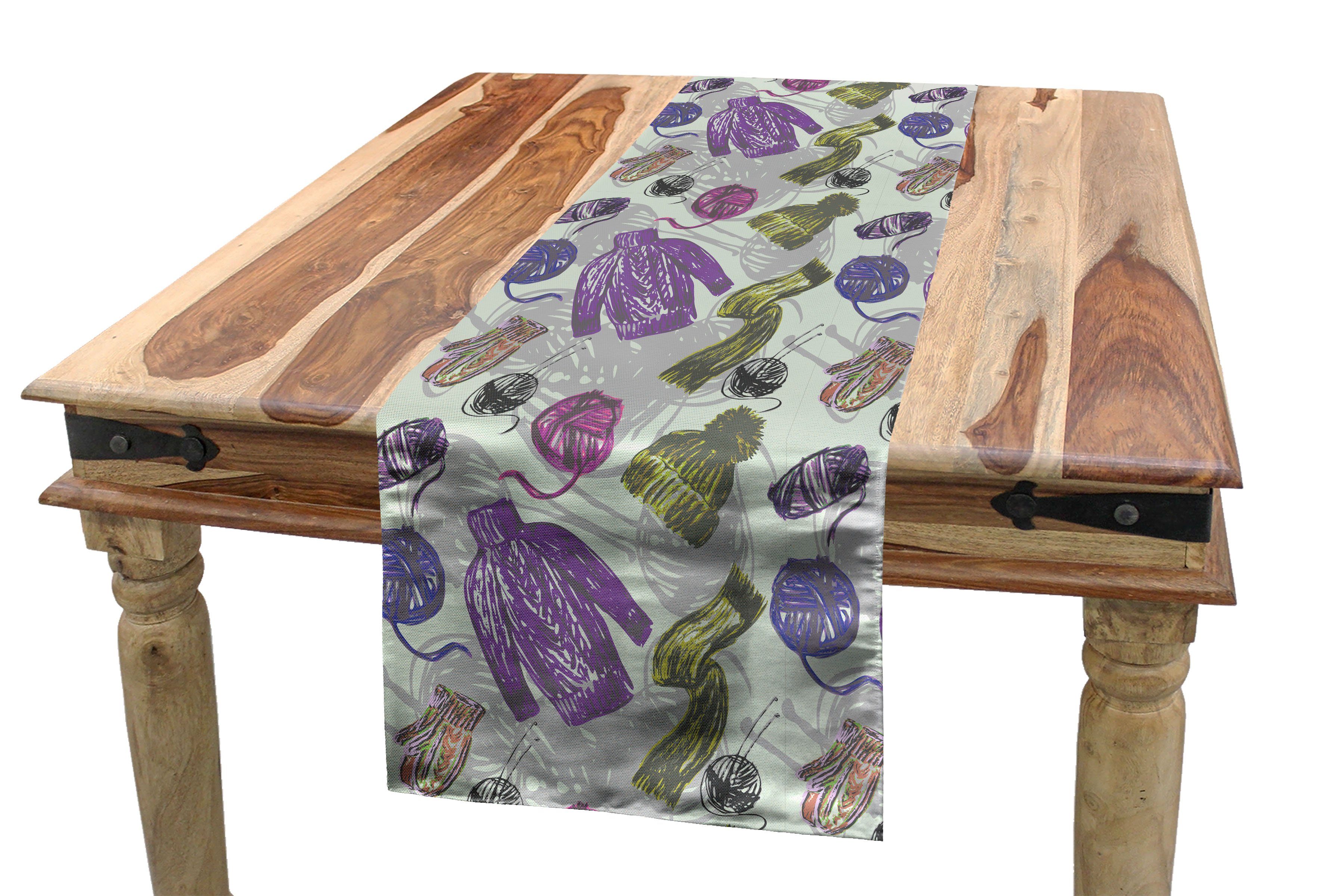 Rechteckiger Tischläufer Schal Pullover Küche Beanie Dekorativer aus Herbst Abakuhaus Esszimmer Tischläufer, Wolle