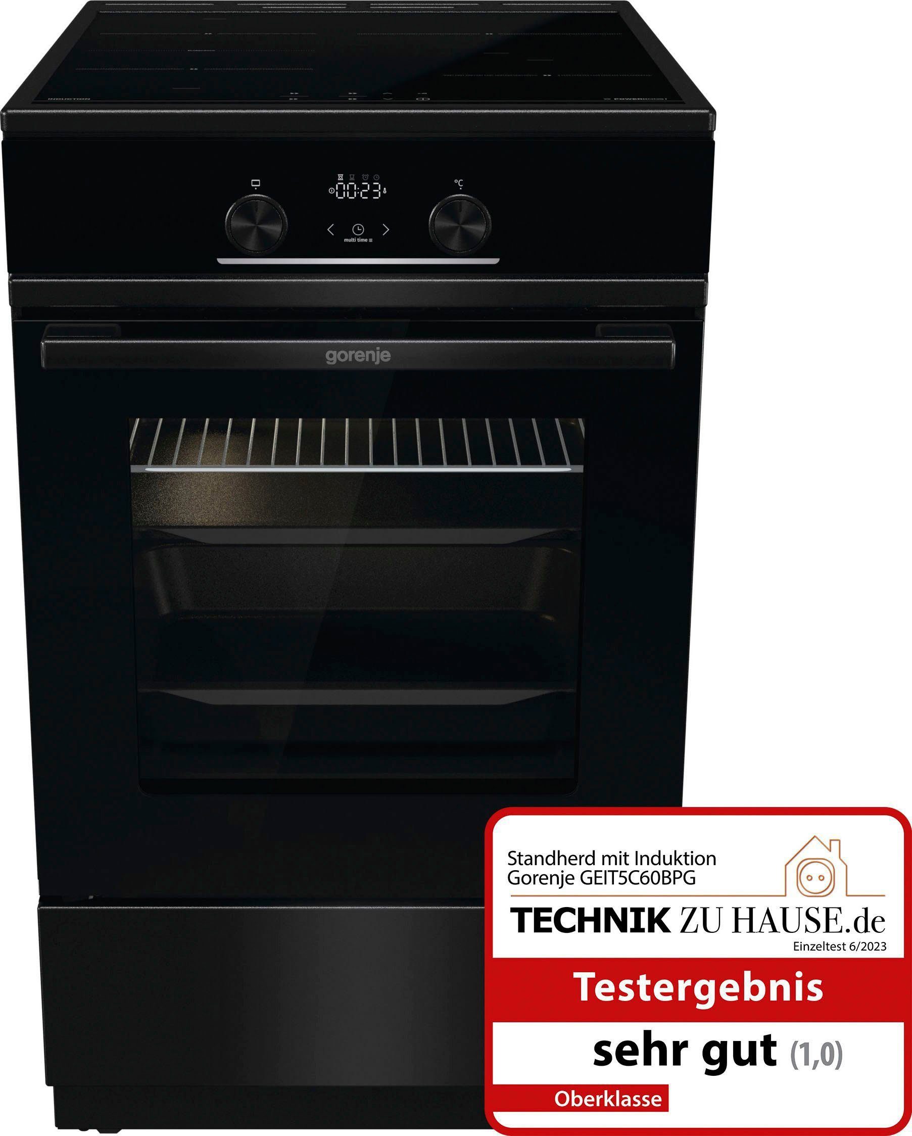 GORENJE Induktions-Standherd GEIT5C60BPG, mit 2-fach-Teleskopauszug, Aqua Clean, Knusprig genießen – ganz ohne Extra-Kalorien - dank AirFry-Funktion