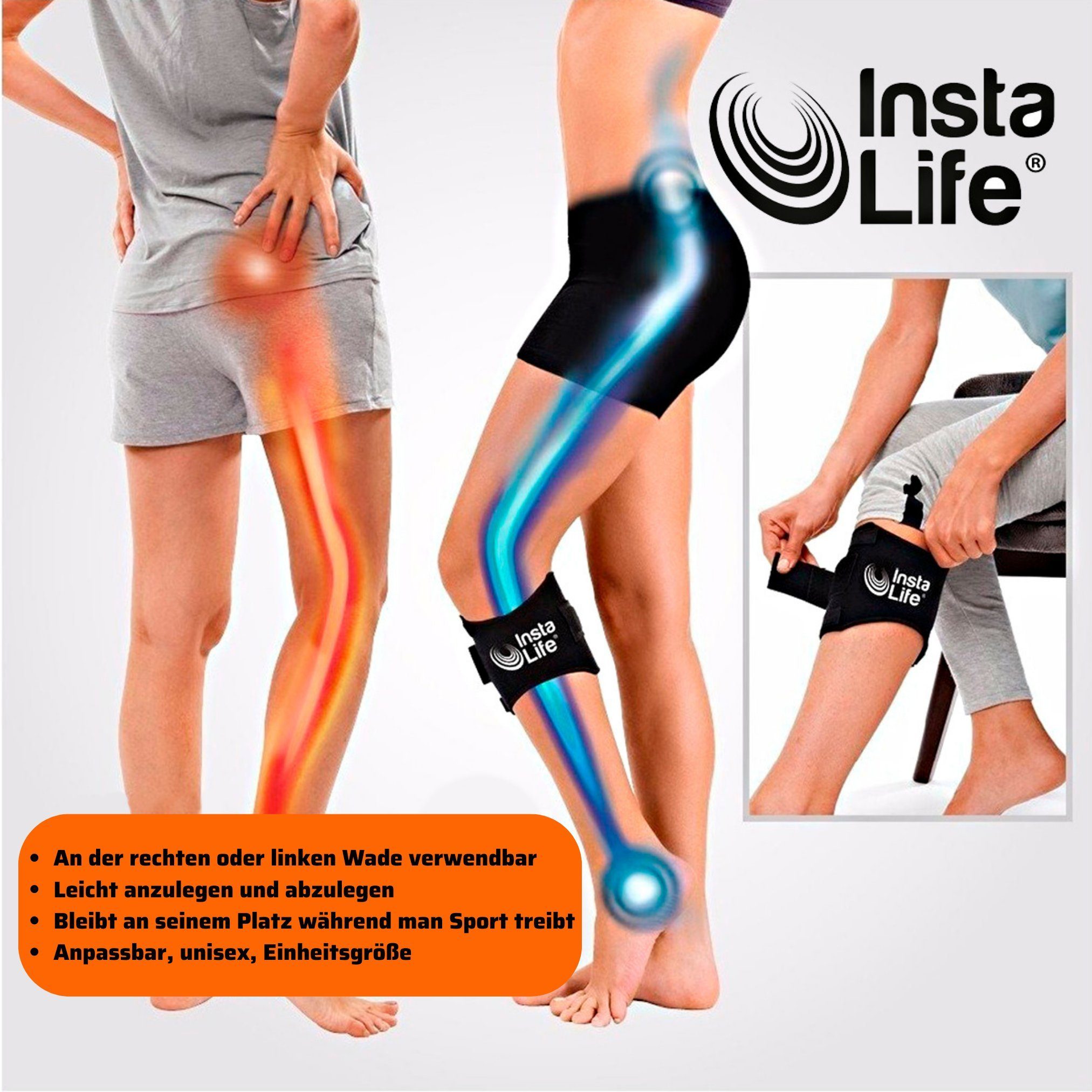 Best Direct® Kniebandage Insta Life® (Spar Set, 1-tlg., 1er oder 2er Pack), Akupressur Sport Bandage, Schmerzen lindern im unteren Rückenbereich
